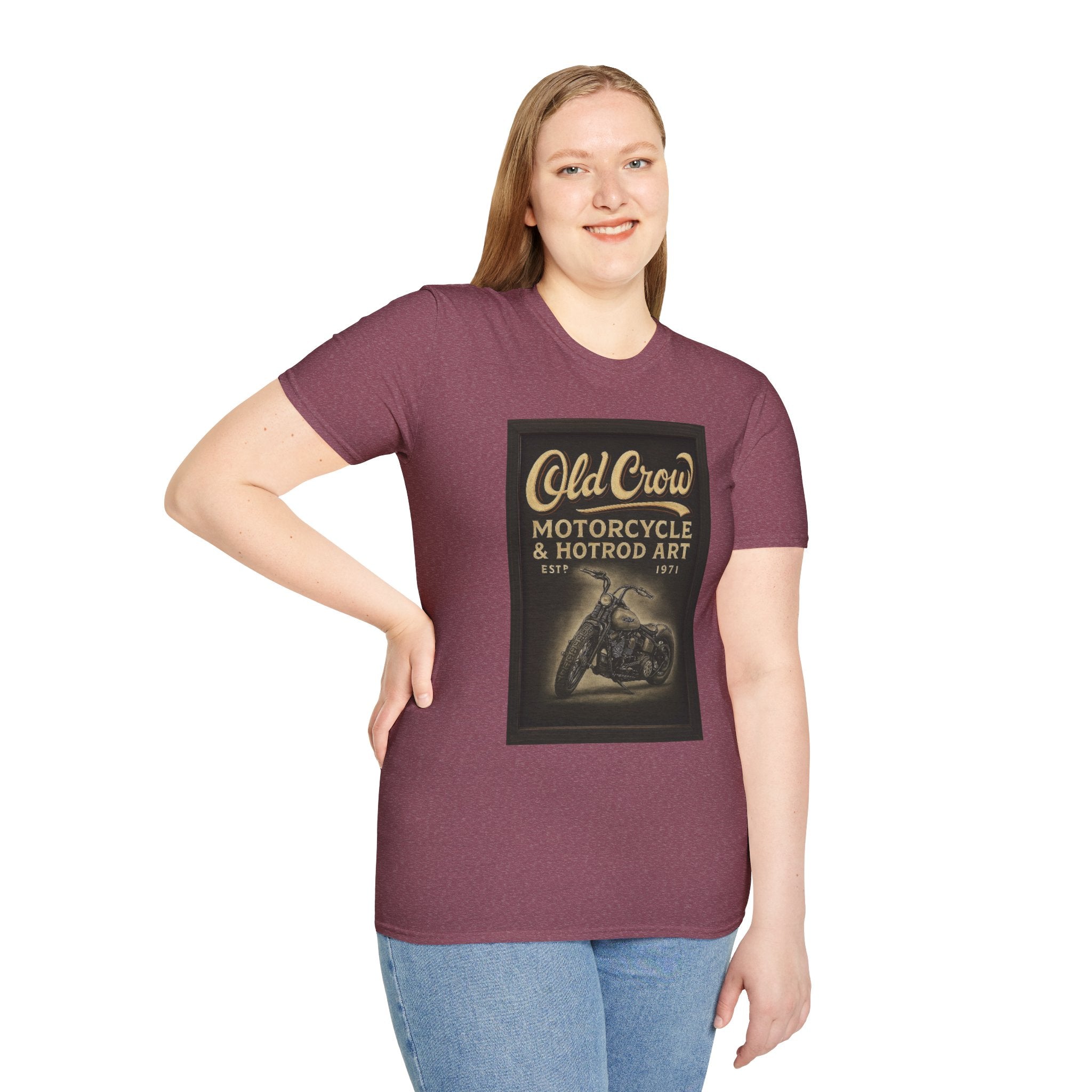 Old Crow Motorcycle & Hotrod Art Softstyle T-Shirt