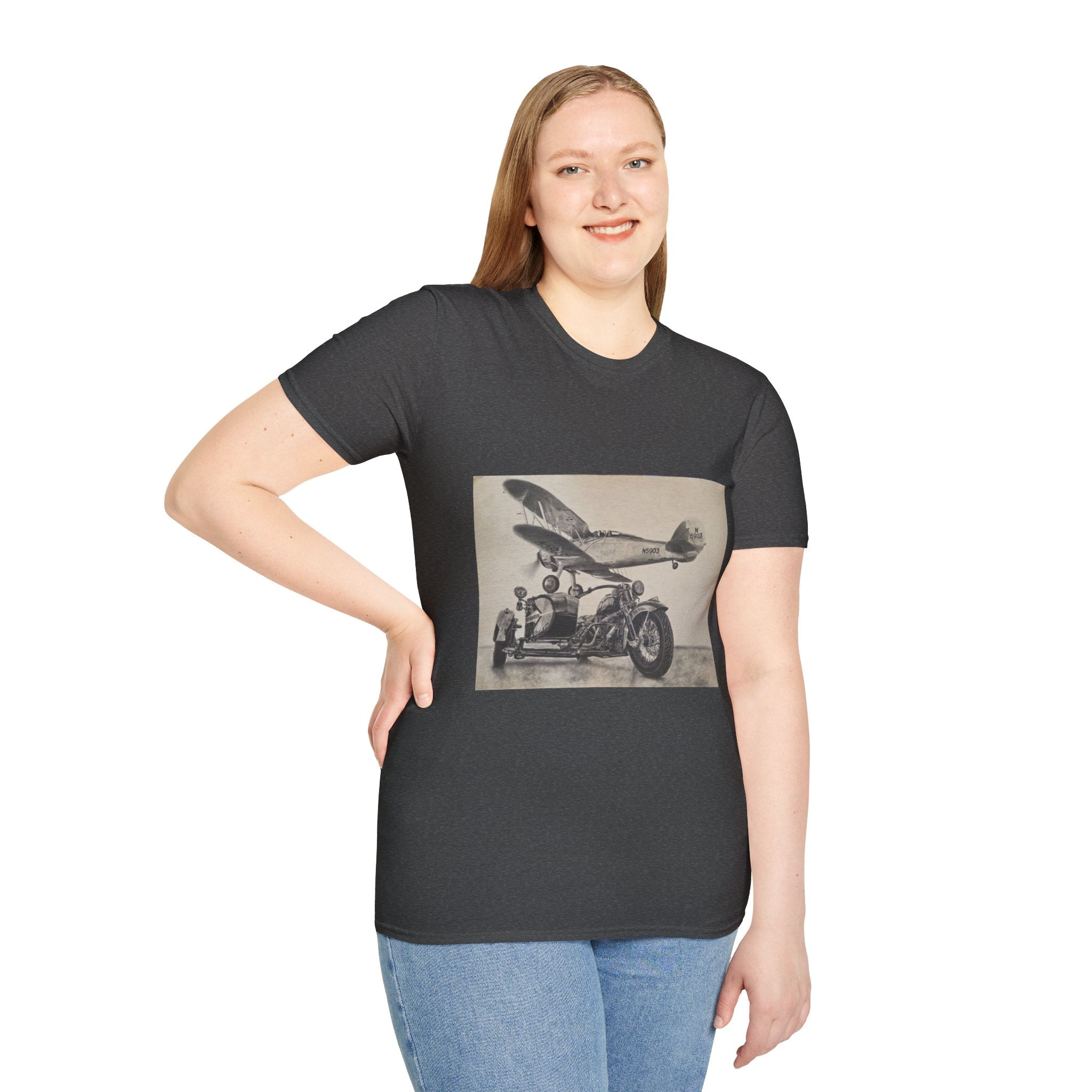 Aviation and Motorcycle Heritage Print  T-Shirt