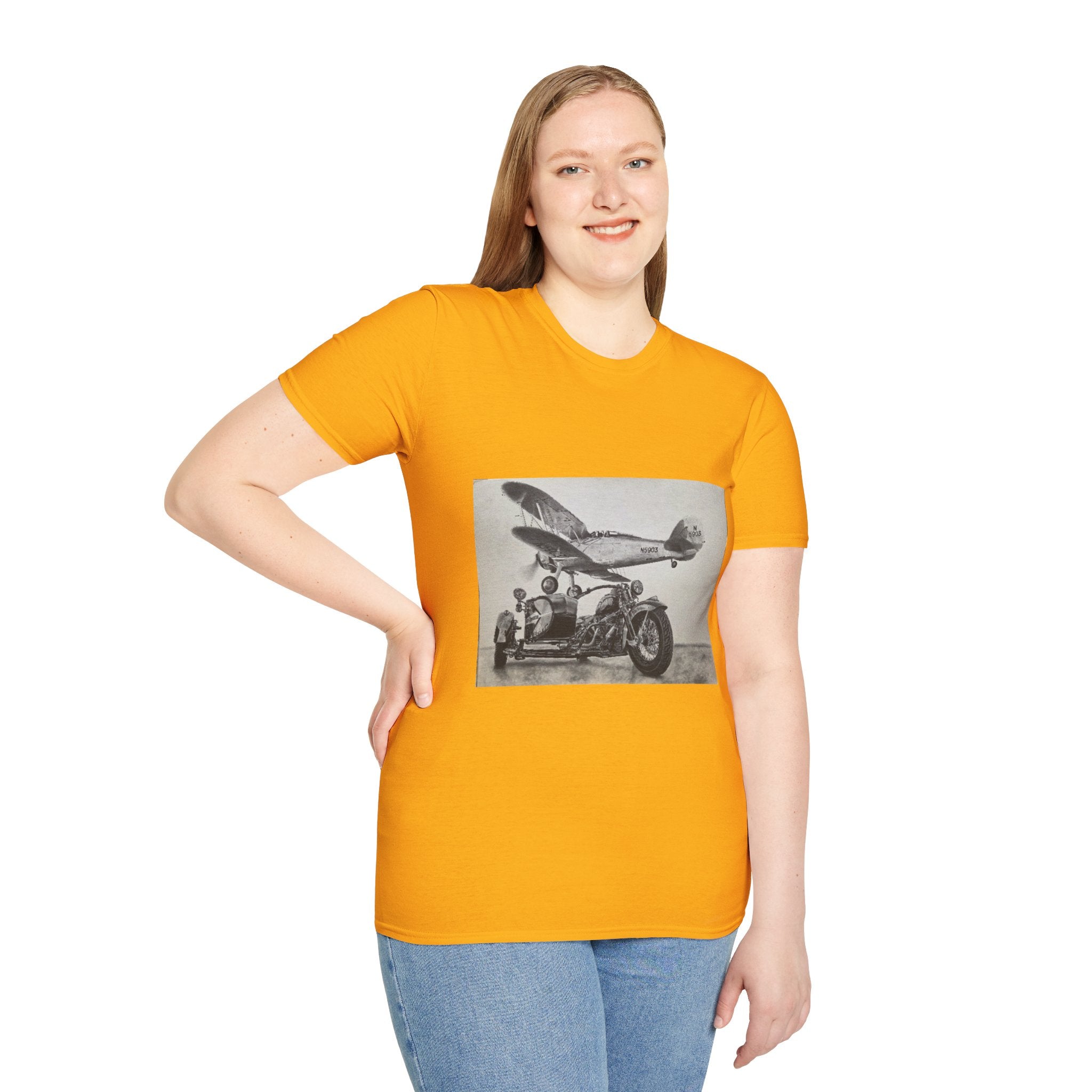 Old-School Aviation Meets Two Wheels T-Shirt