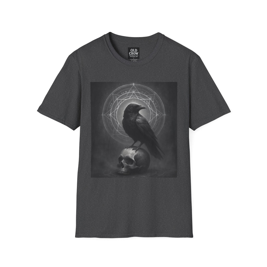 Dark Magic Raven Illustration T-Shirt, Black & White