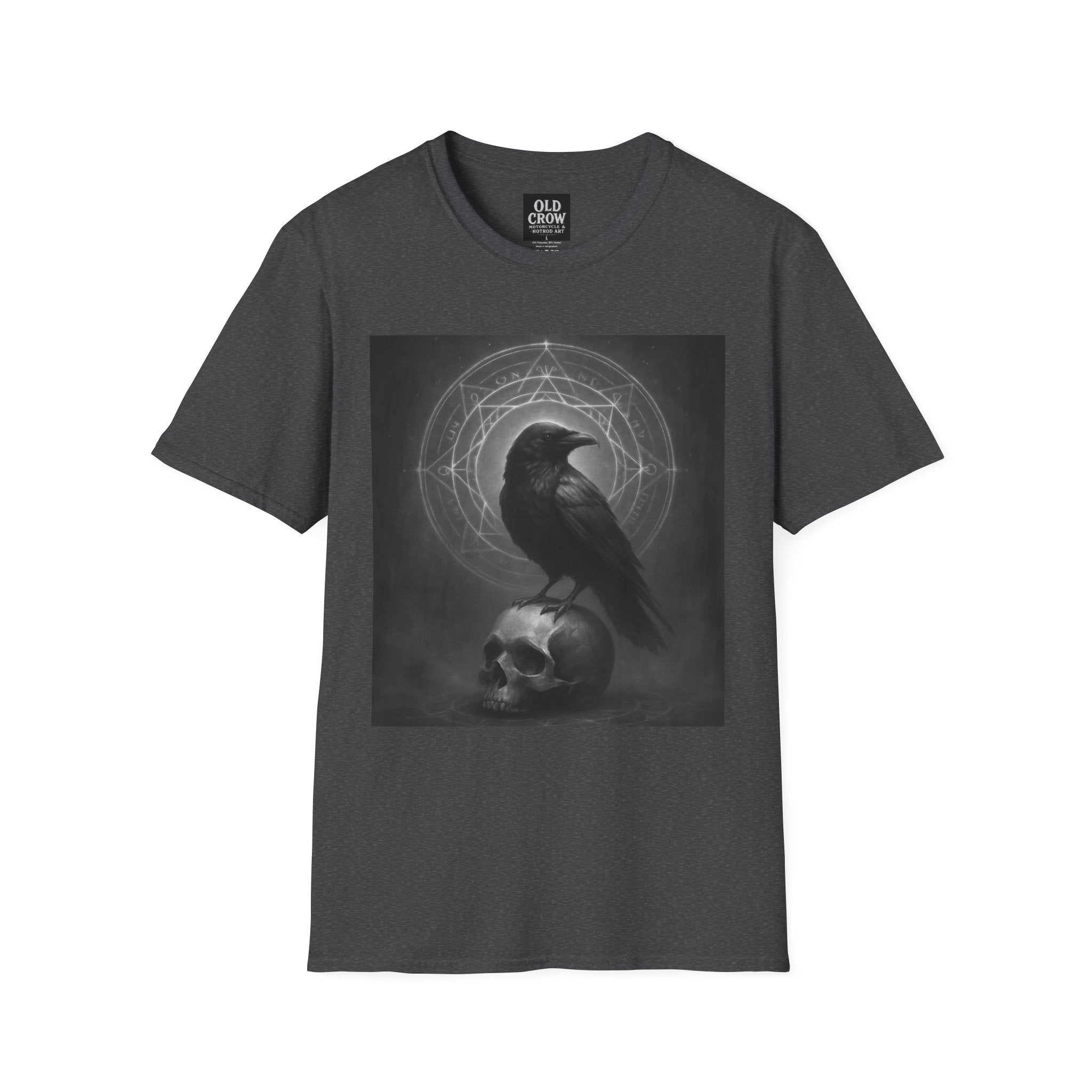 Dark Magic Raven Illustration T-Shirt, Black & White