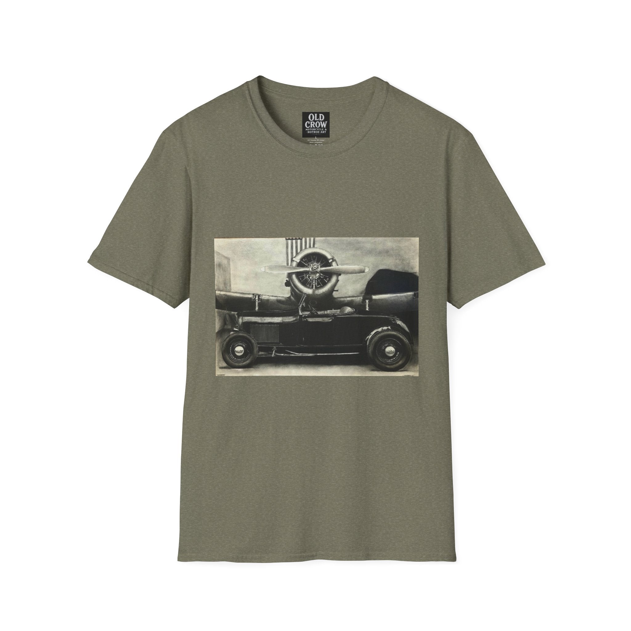 Speed & Sky Softstyle T-Shirt, WW2 Airplane, Hotrod Roadster