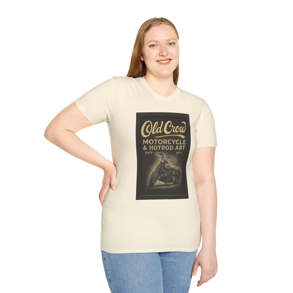 Old Crow Motorcycle & Hotrod Art Softstyle T-Shirt