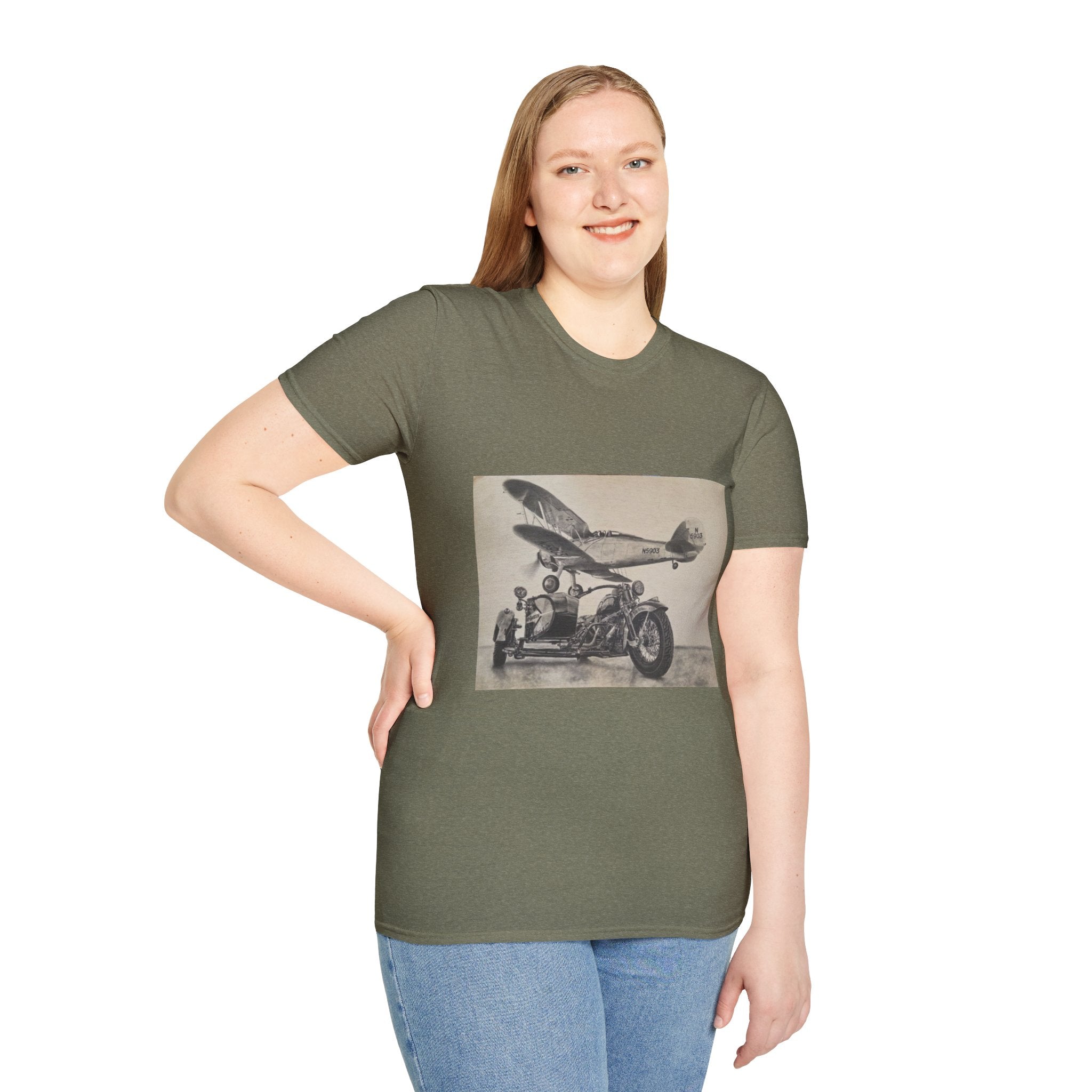 Aviation and Motorcycle Heritage Print  T-Shirt