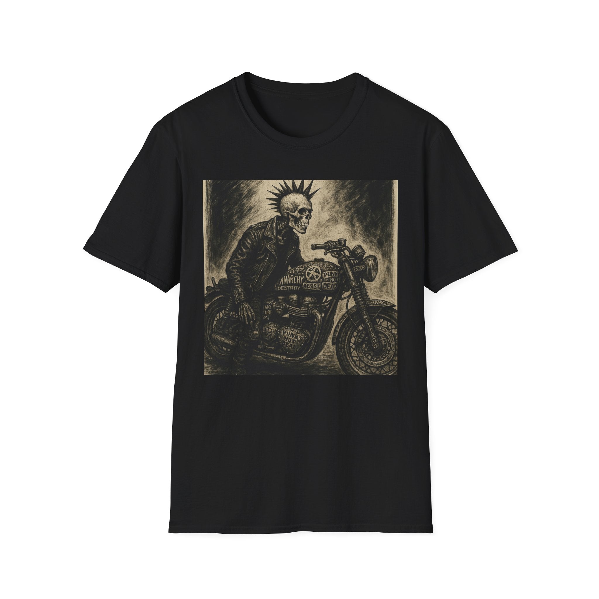 Punk’s Not Dead Biker Art T-Shirt, Classic Zine style