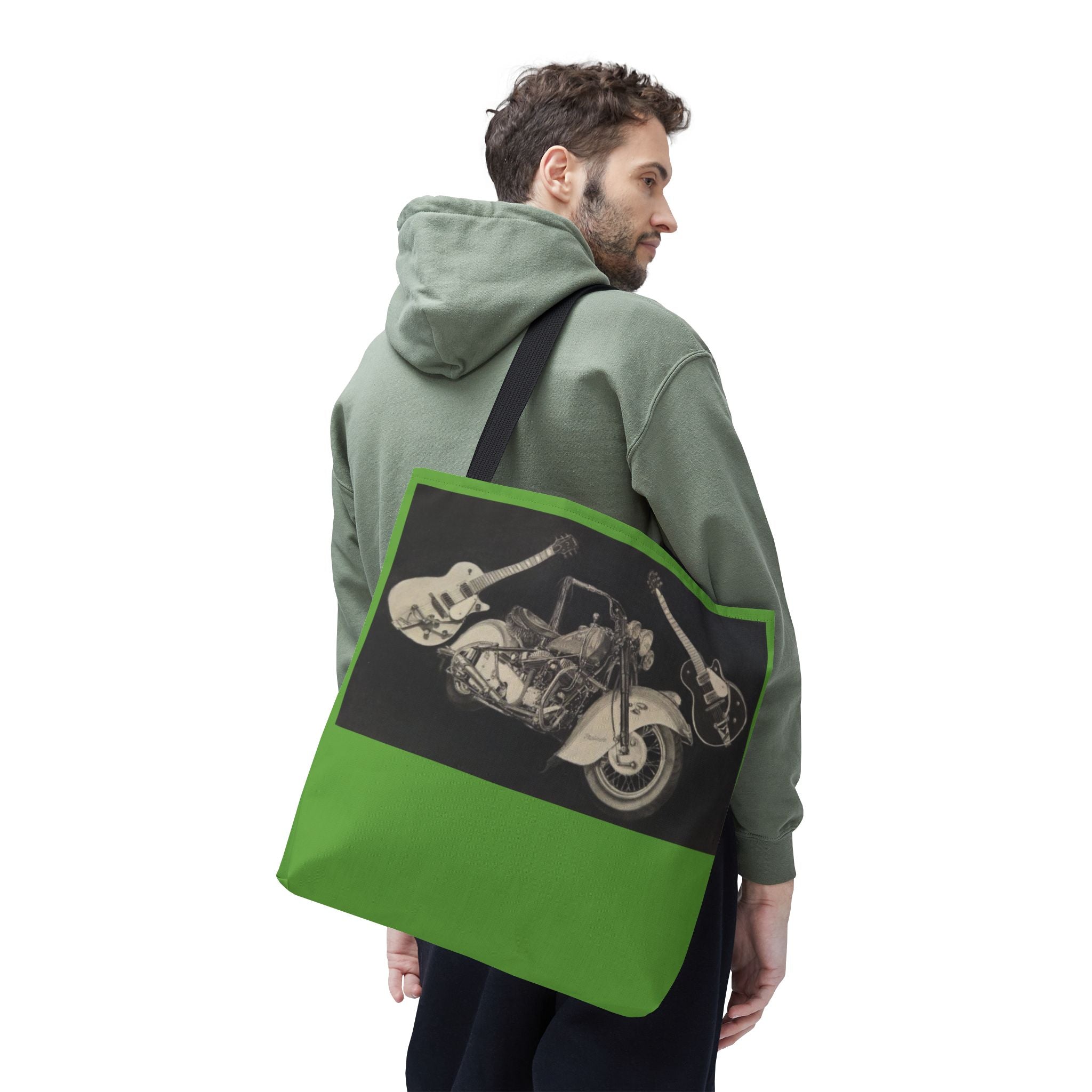 Two Wheels, Six Strings Tote Bag