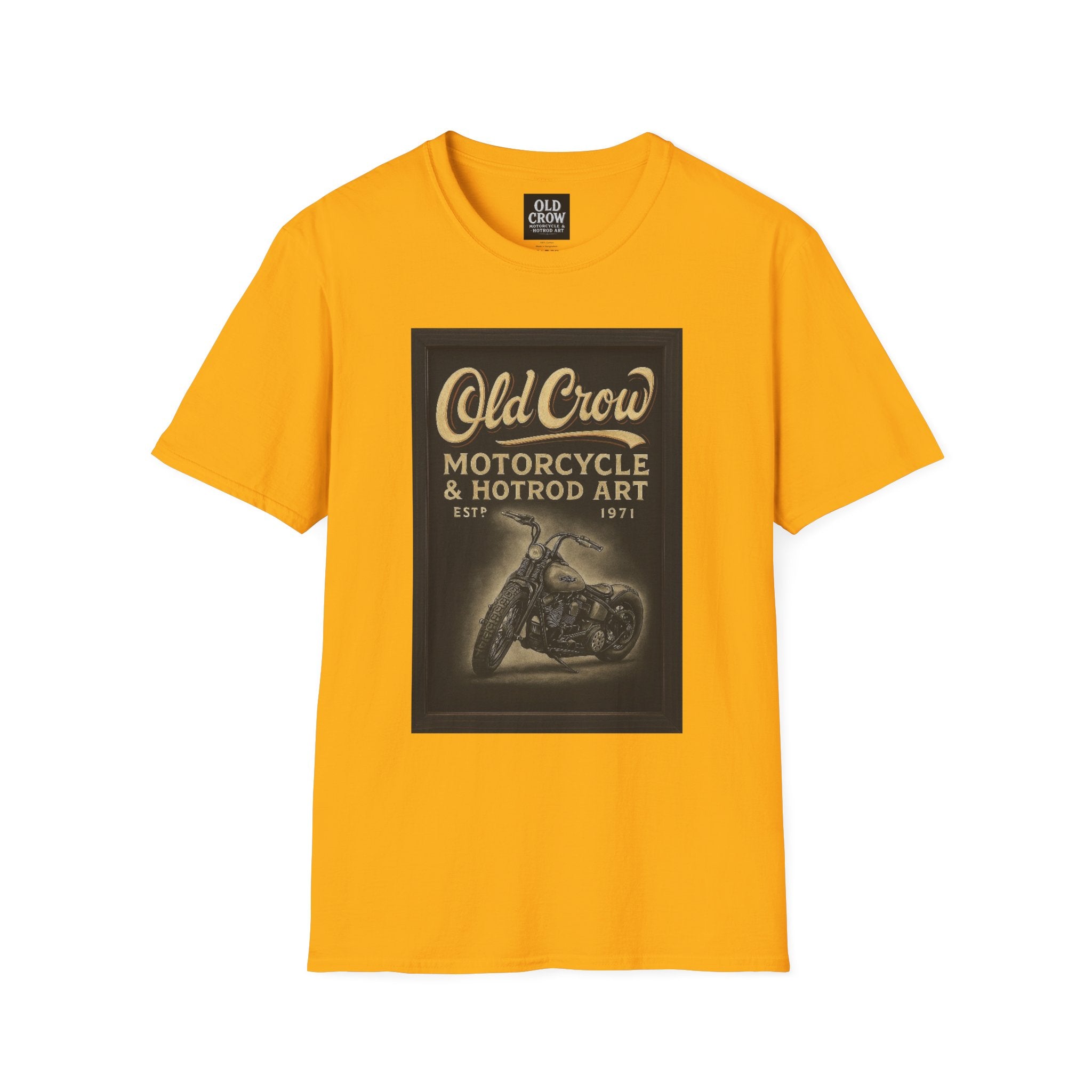 Old Crow Motorcycle & Hotrod Art Softstyle T-Shirt