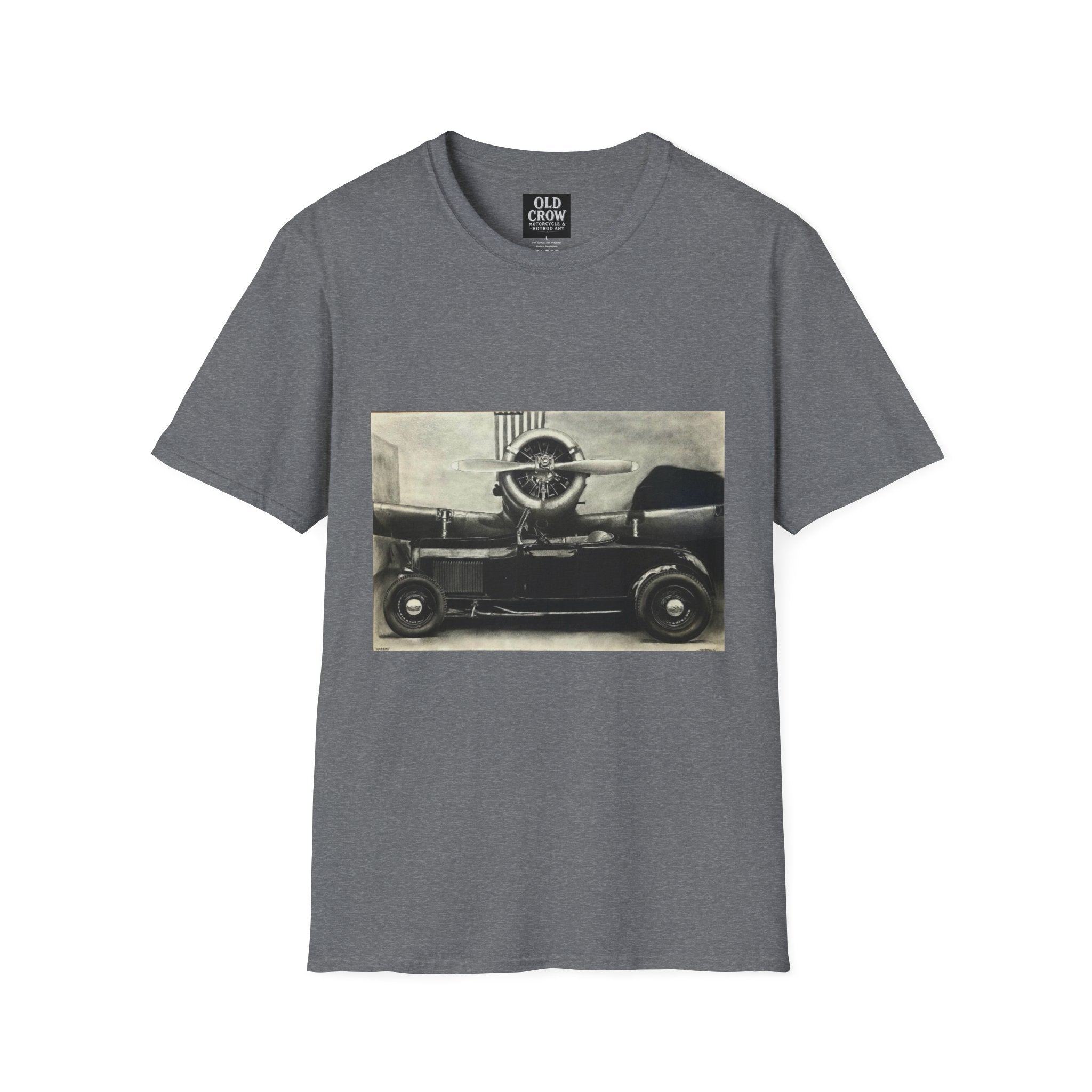Speed & Sky Softstyle T-Shirt, WW2 Airplane, Hotrod Roadster