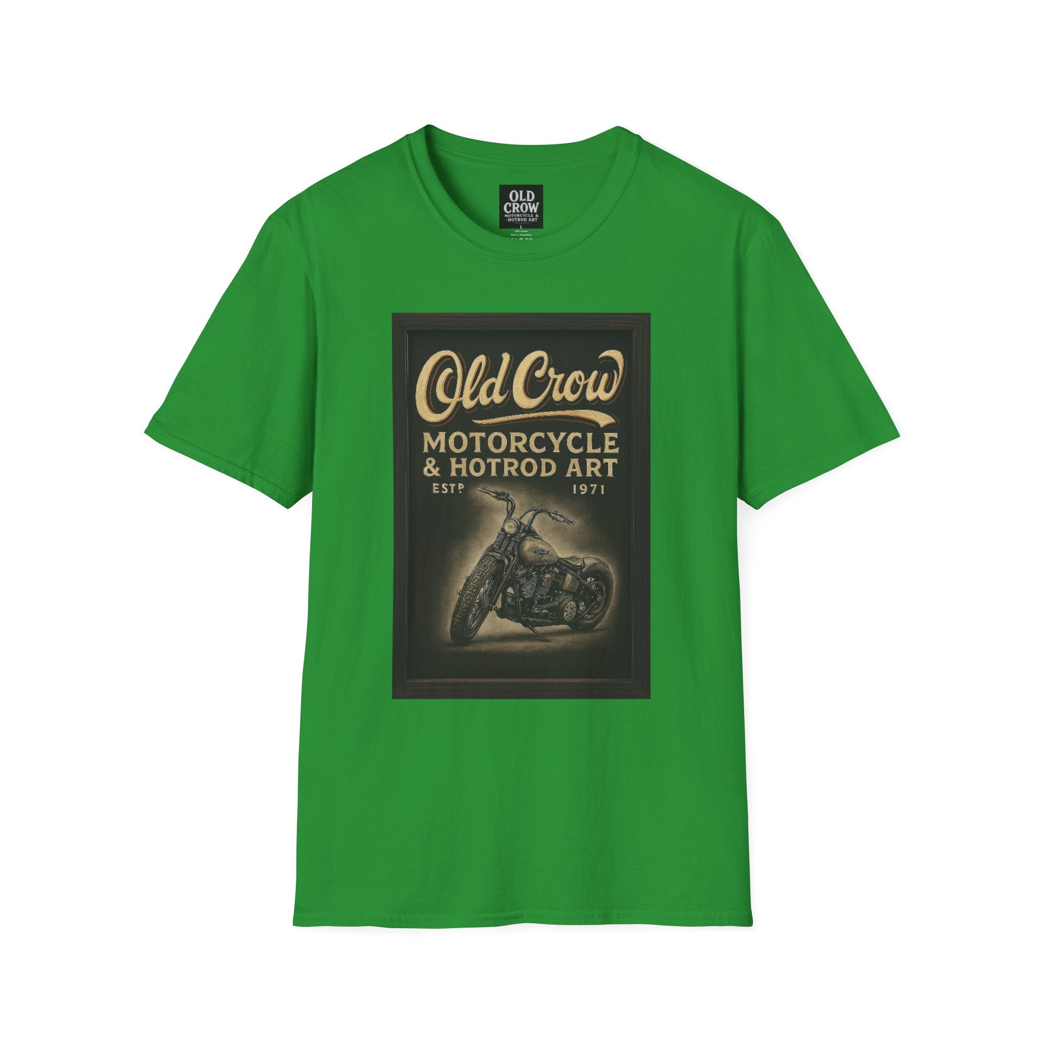 Old Crow Motorcycle & Hotrod Art Softstyle T-Shirt