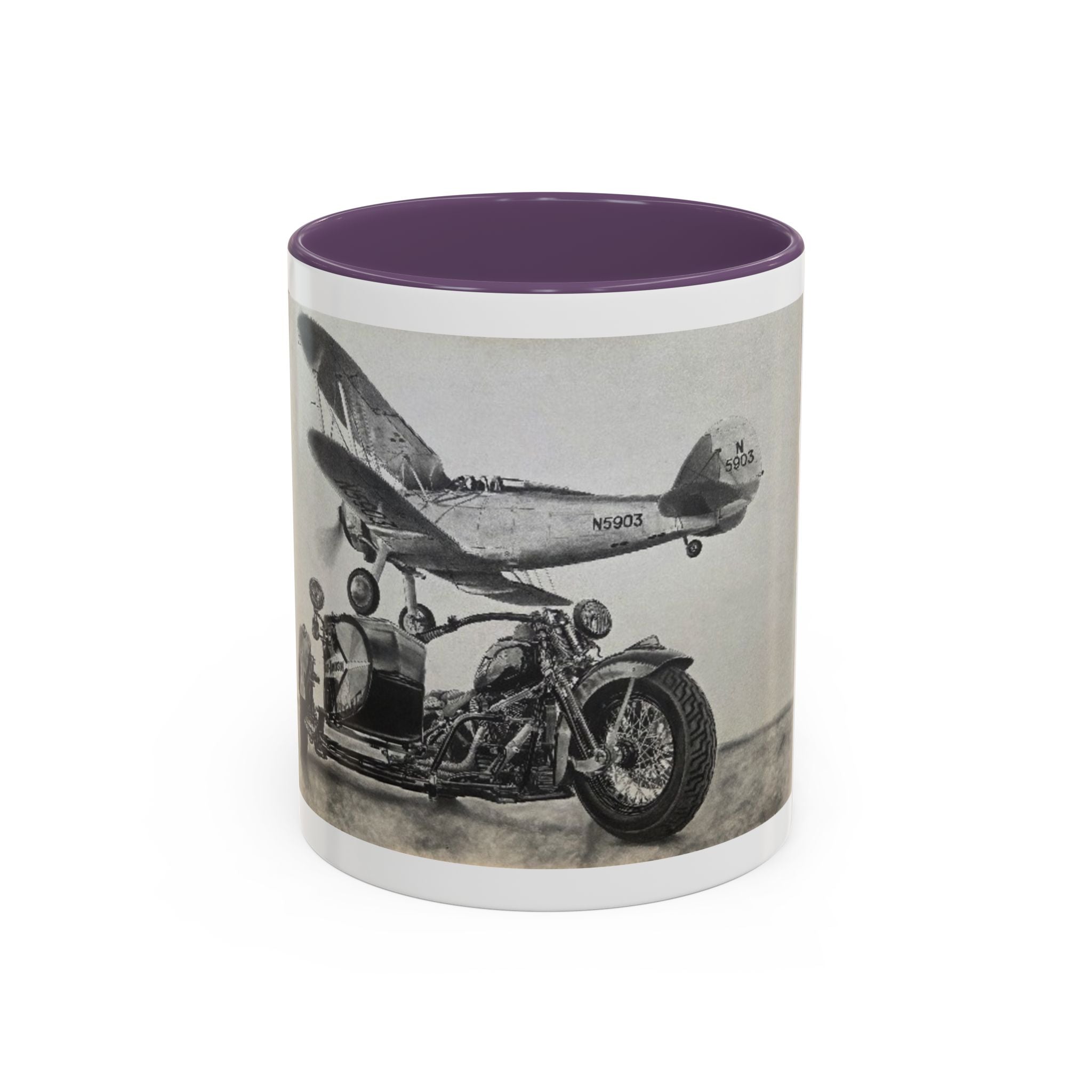 Vintage Motorcycle & Plane Coffee Mug