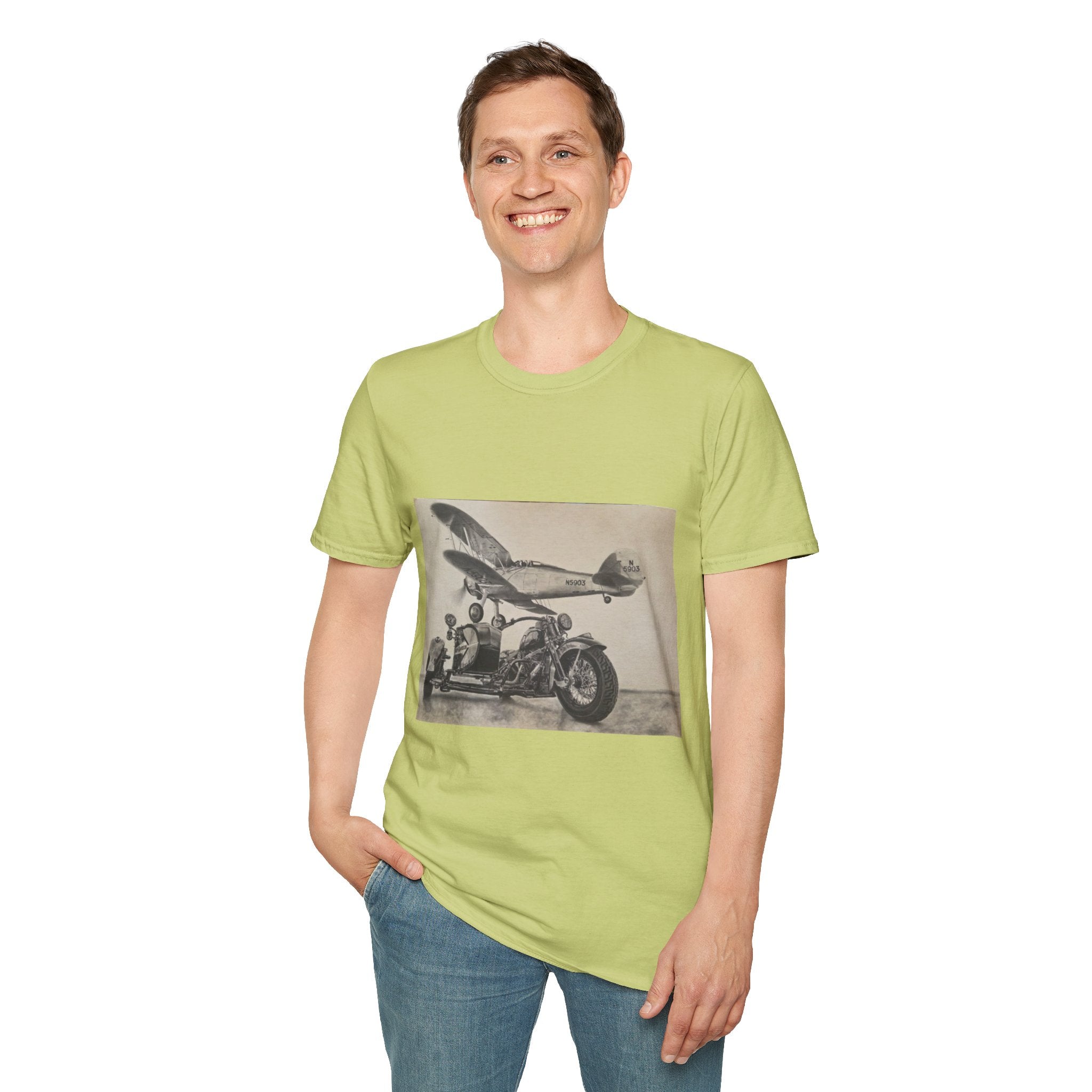 Aviation and Motorcycle Heritage Print  T-Shirt