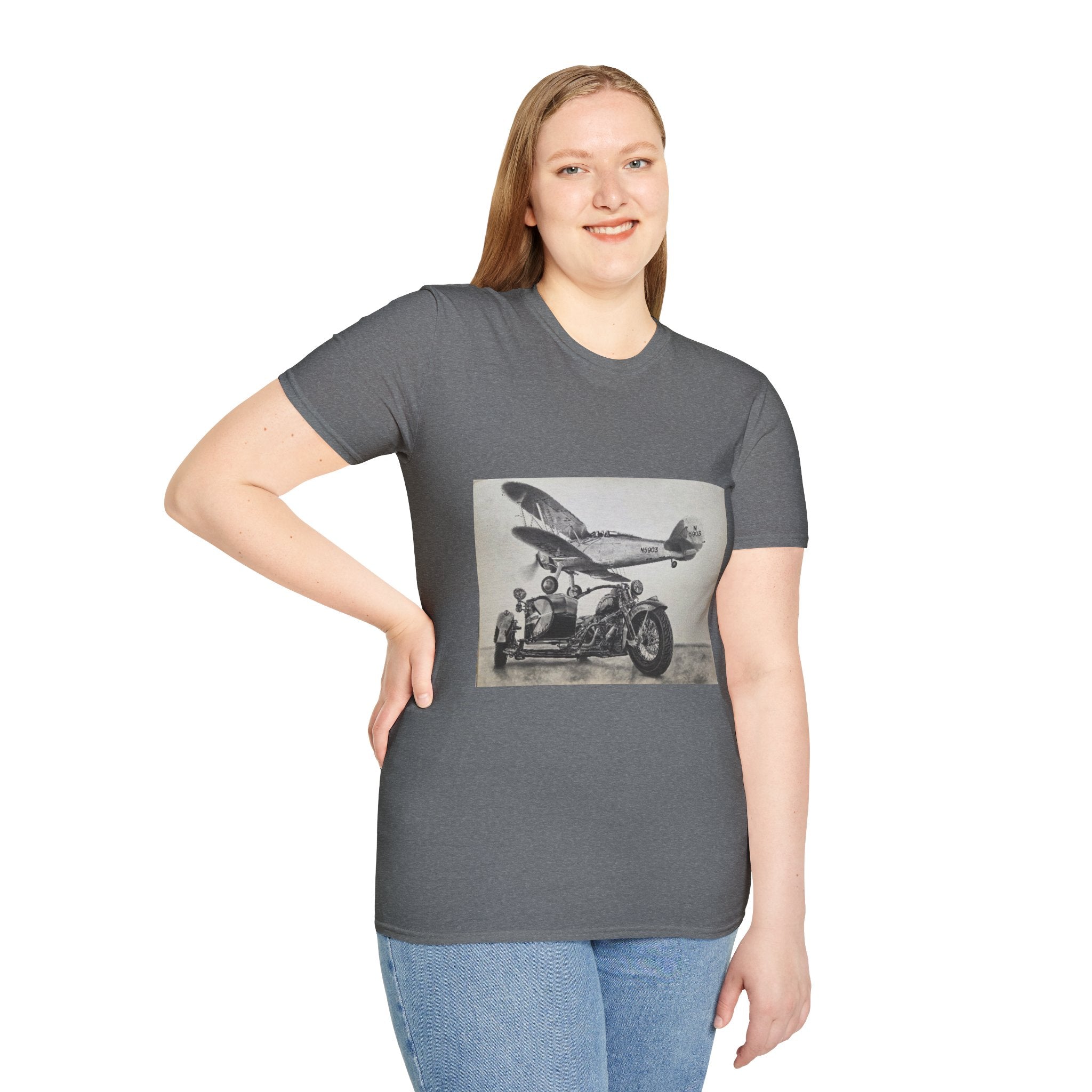 Old-School Aviation Meets Two Wheels T-Shirt