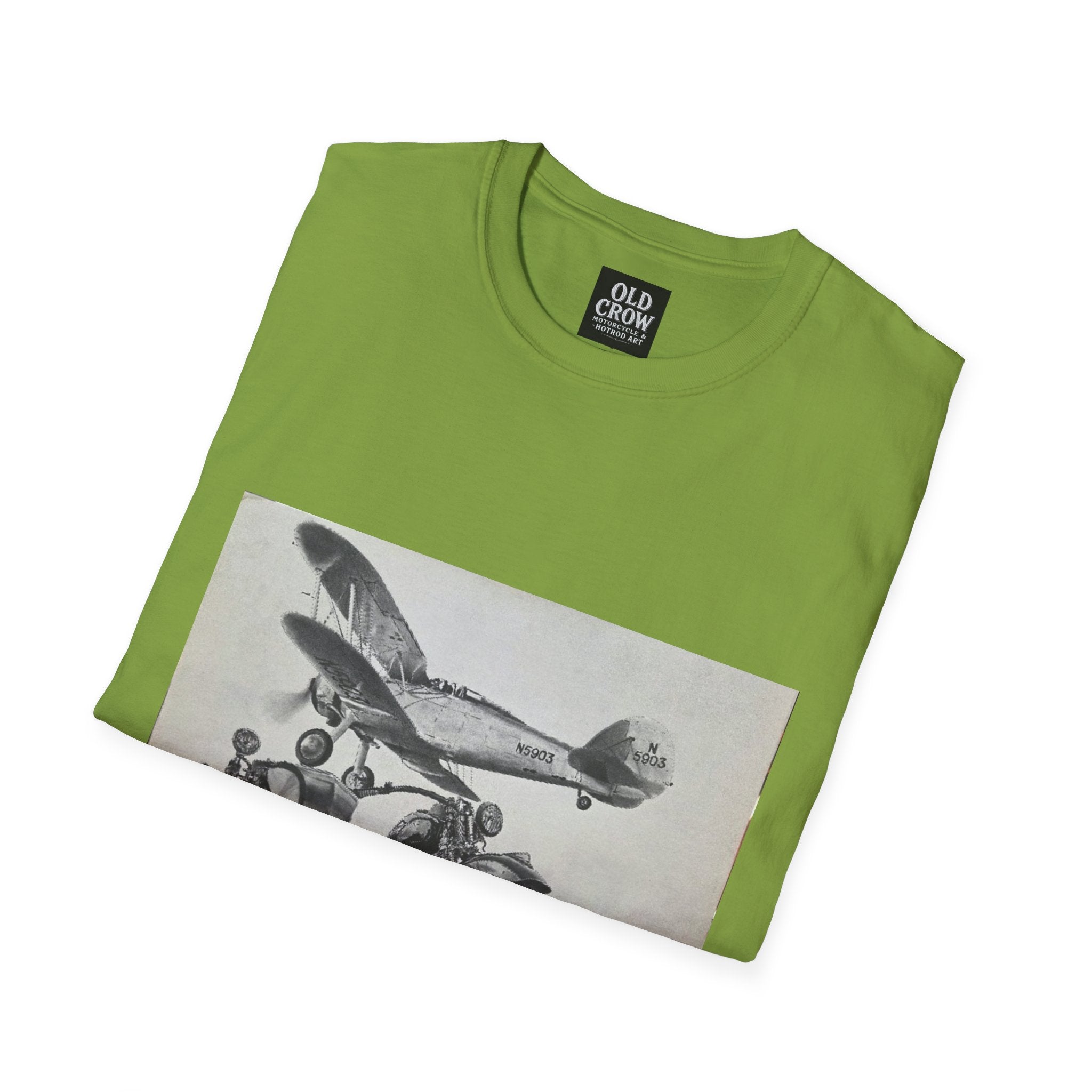 Old-School Aviation Meets Two Wheels T-Shirt