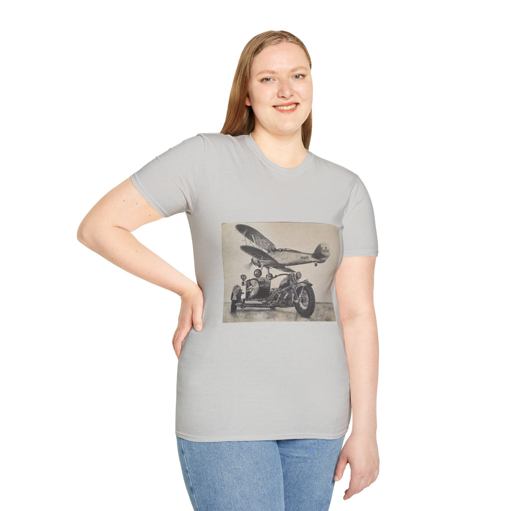 Aviation and Motorcycle Heritage Print  T-Shirt