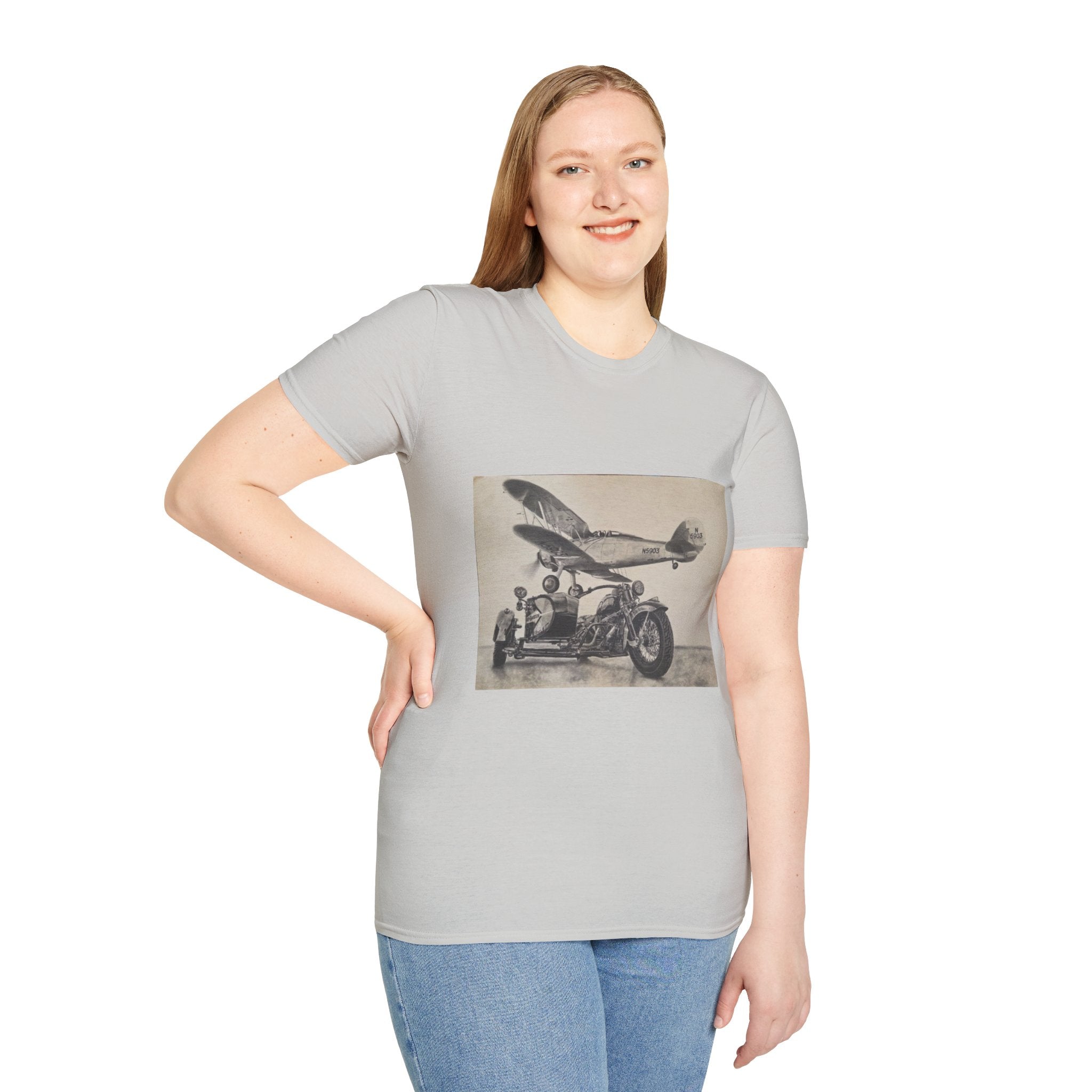 Aviation and Motorcycle Heritage Print  T-Shirt