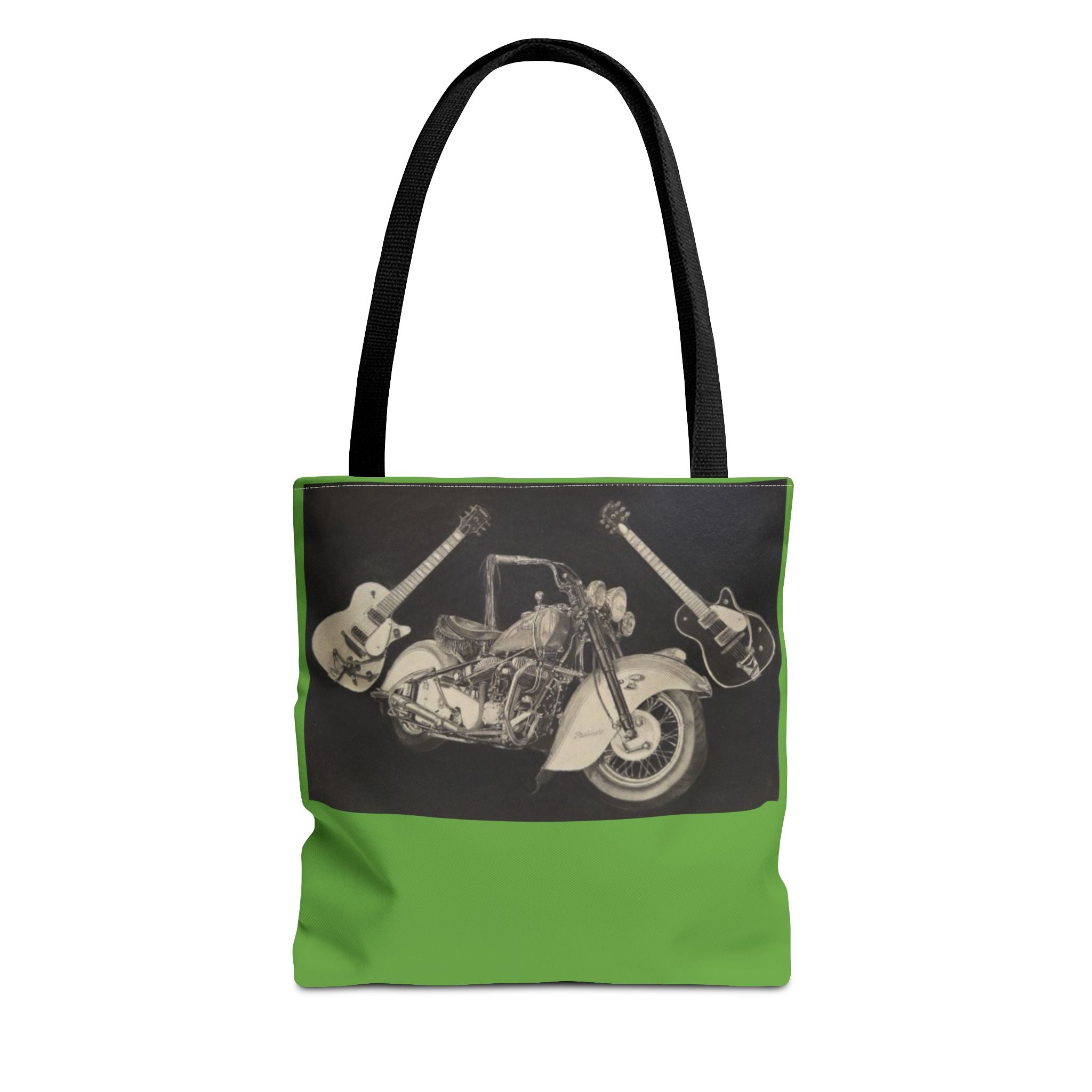 Two Wheels, Six Strings Tote Bag