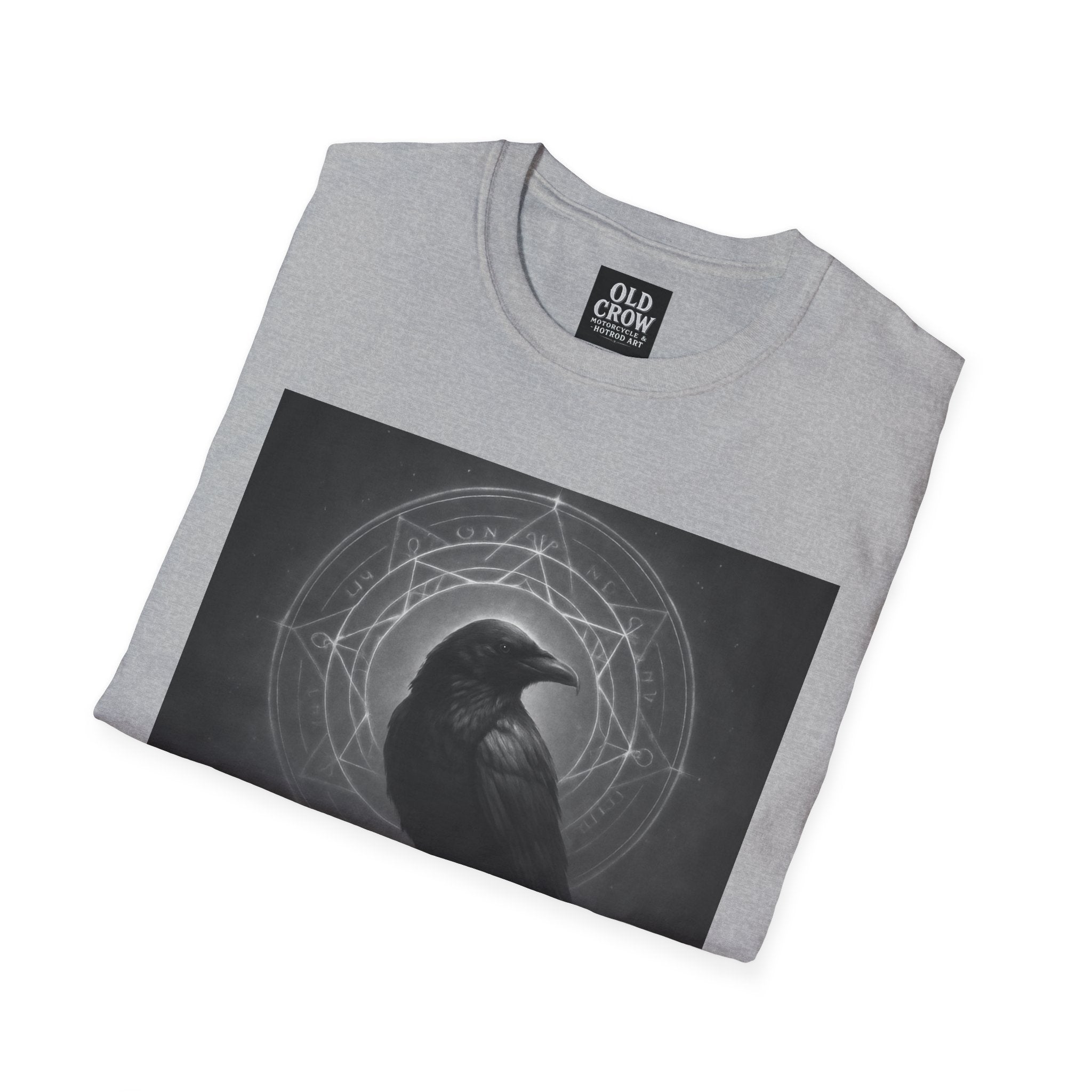 Dark Magic Raven Illustration T-Shirt, Black & White