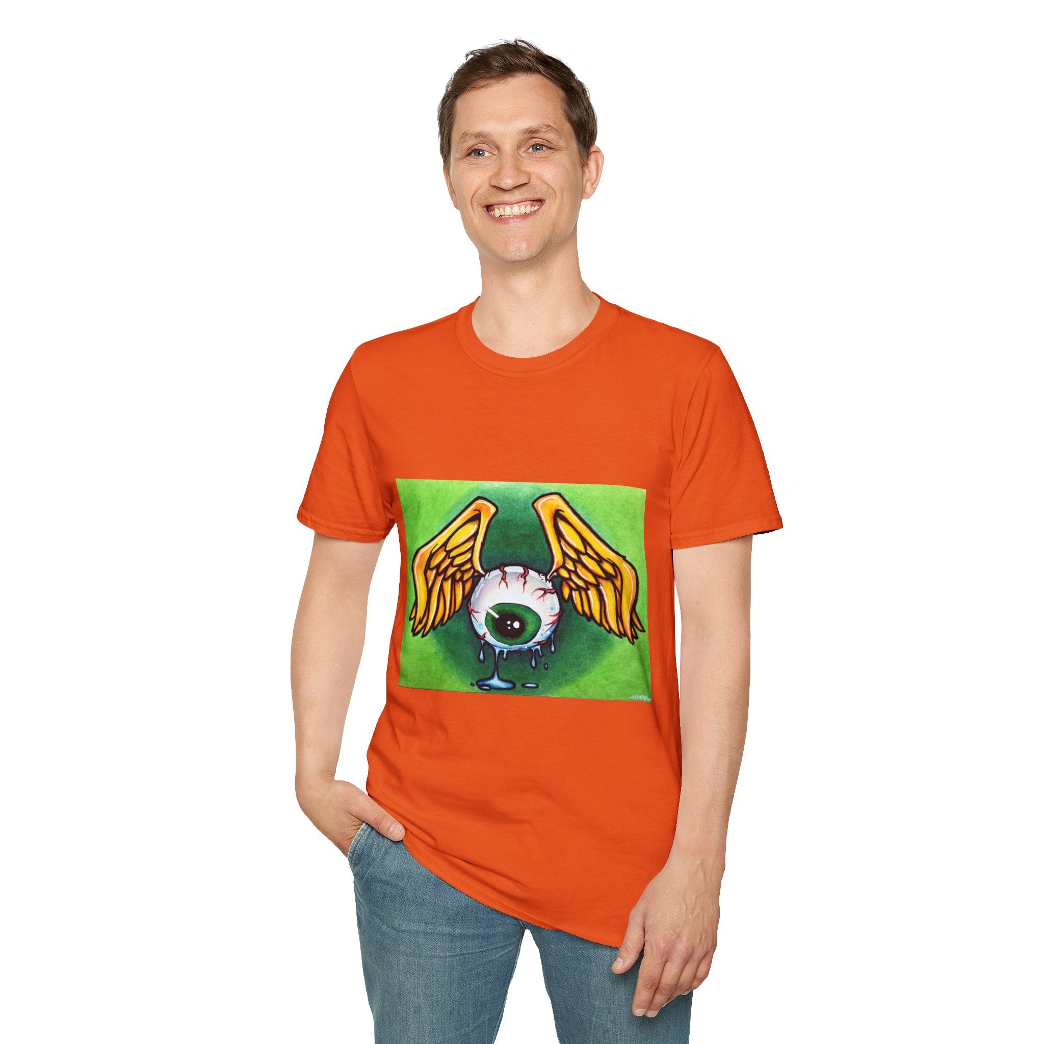 Flying Eyeball Art Print Softstyle T-Shirt
