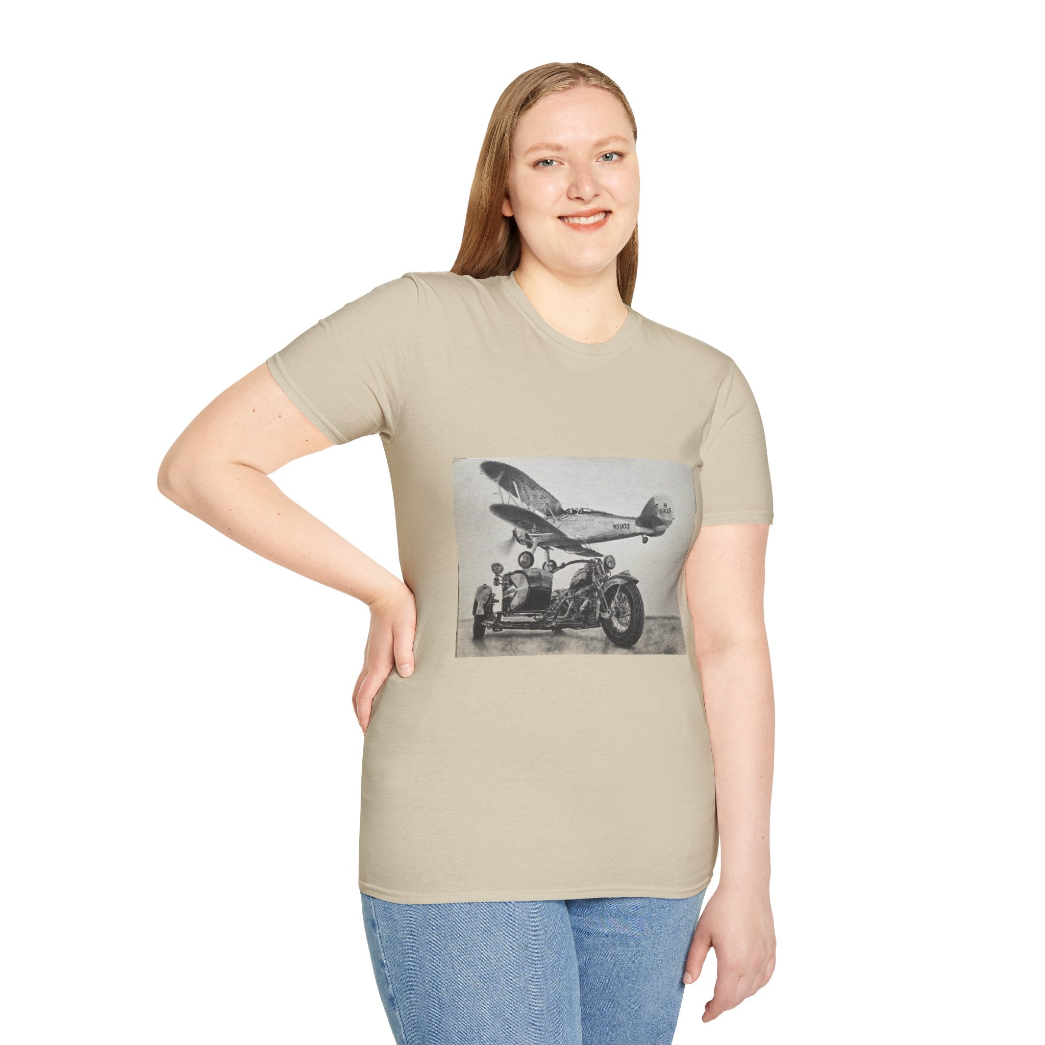 Old-School Aviation Meets Two Wheels T-Shirt