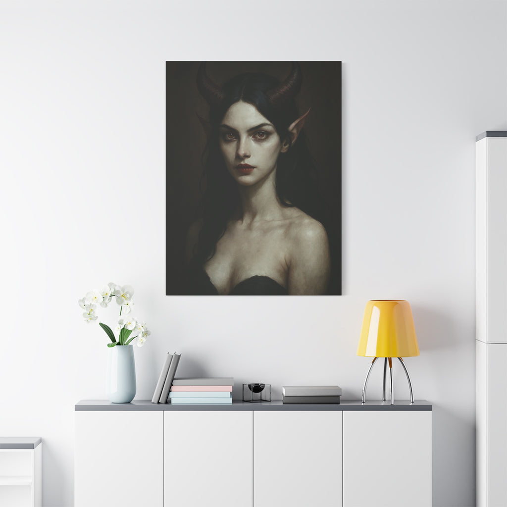 Gothic Art Canvas Print, Demon Aesthetic Home Decor, Dark Fantasy Wall Art, Witchy Room Decoration, Unique Gift for Halloween, Edgy Art