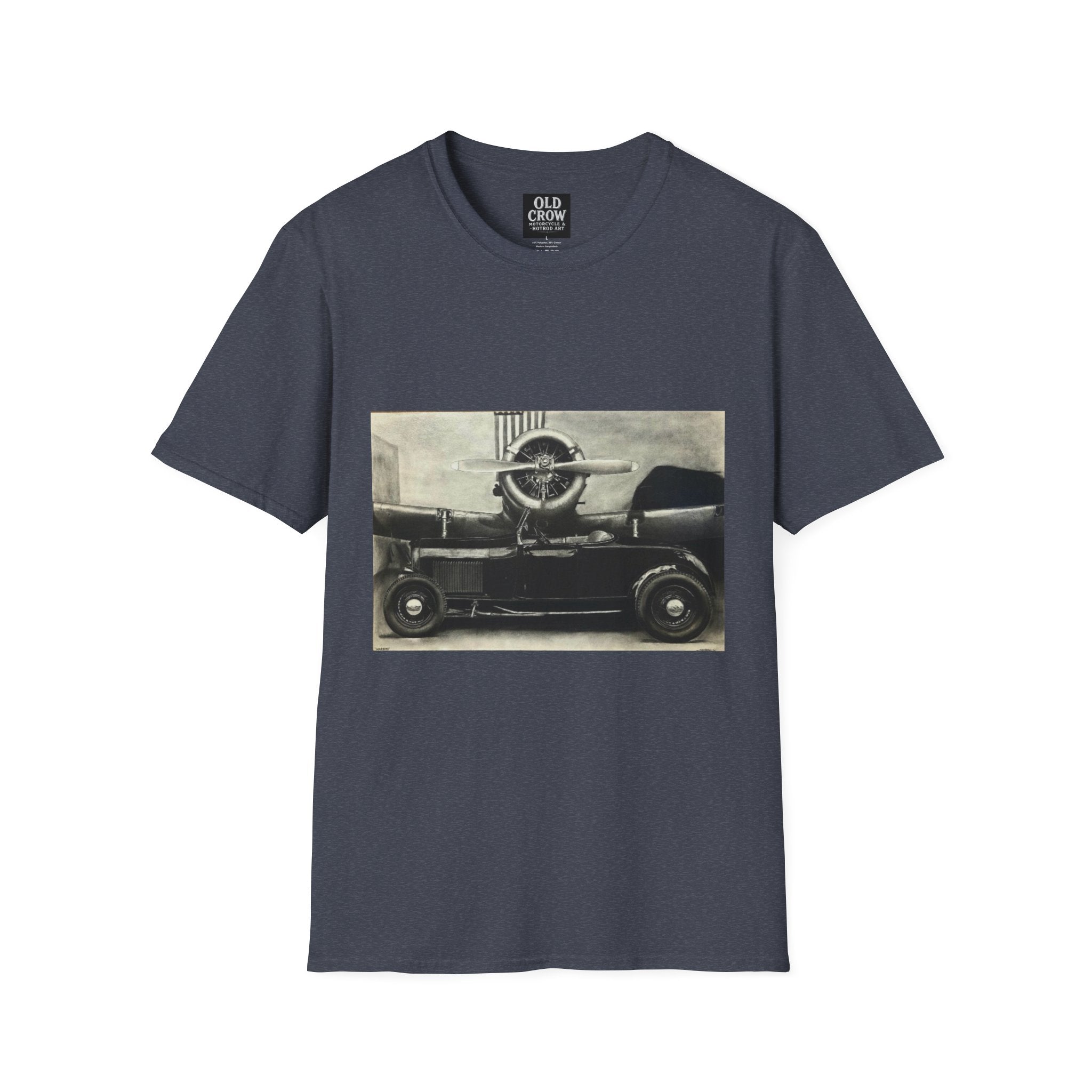 Speed & Sky Softstyle T-Shirt, WW2 Airplane, Hotrod Roadster