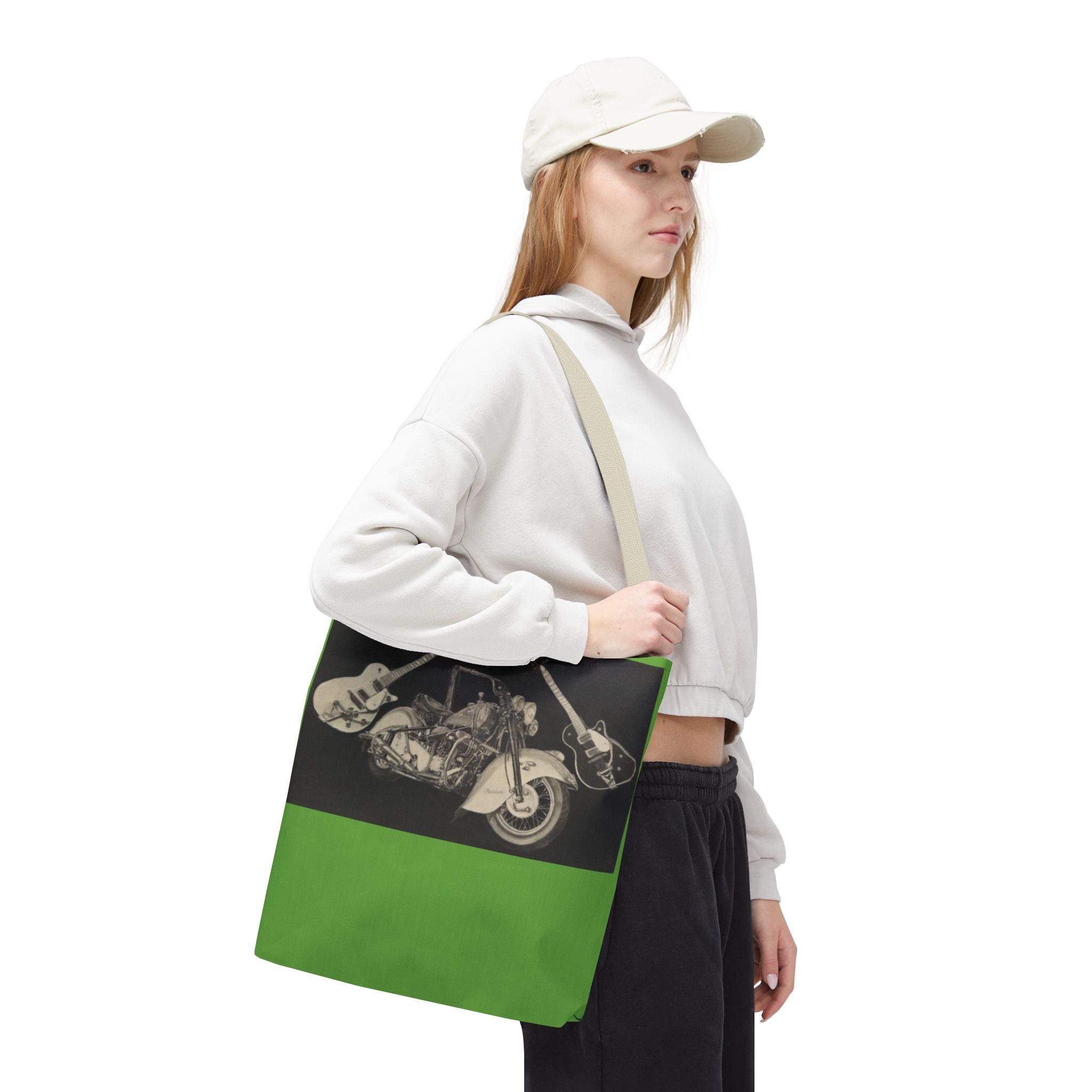 Two Wheels, Six Strings Tote Bag