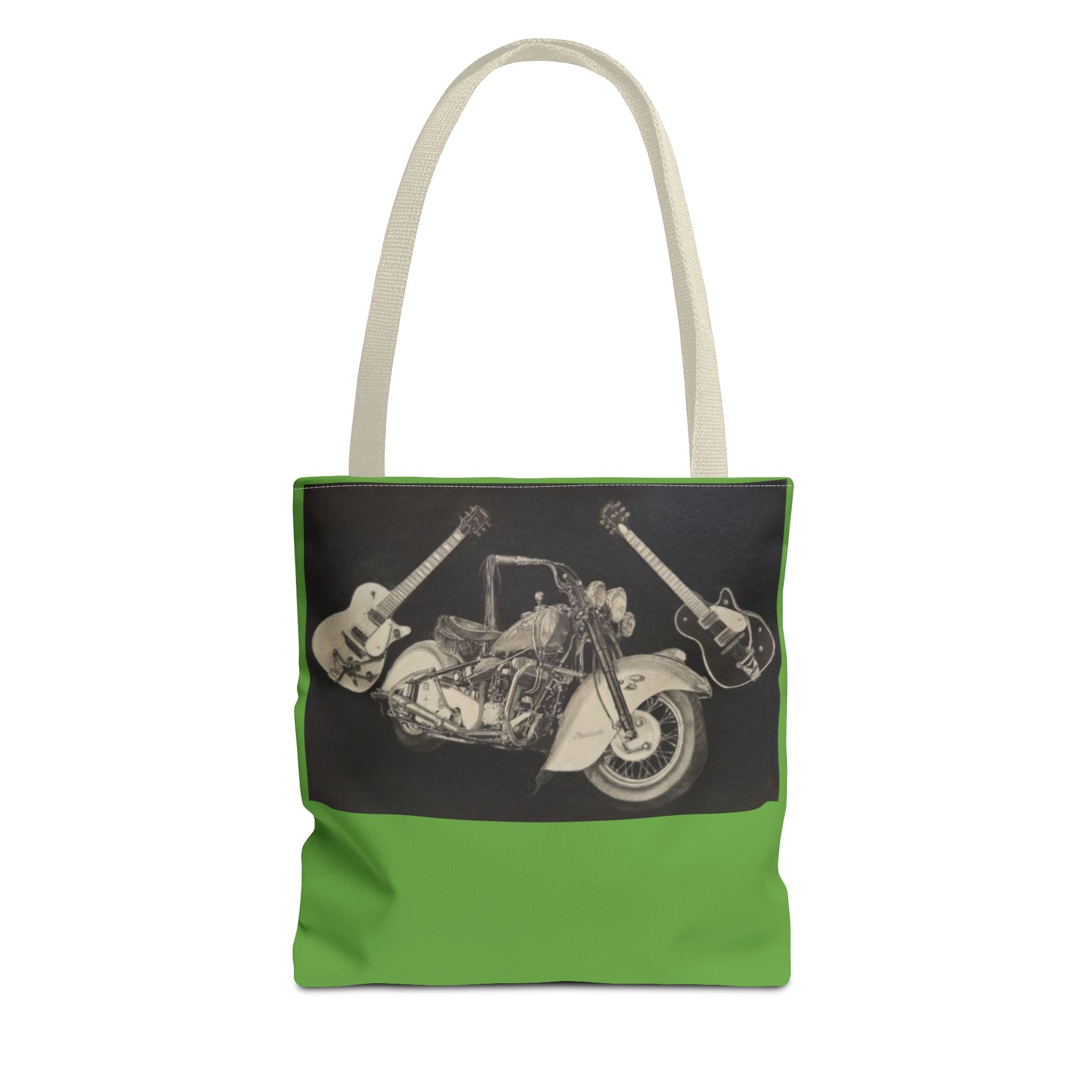 Two Wheels, Six Strings Tote Bag