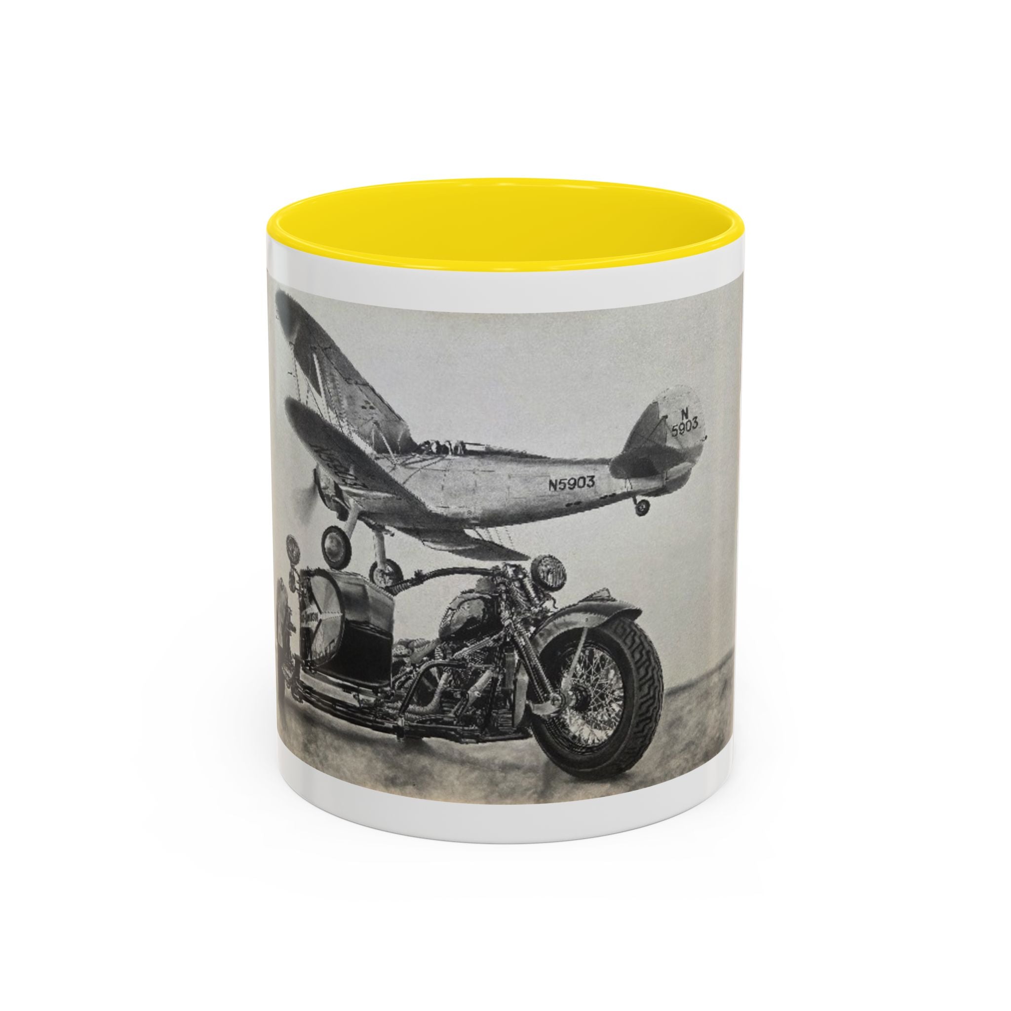 Vintage Motorcycle & Plane Coffee Mug