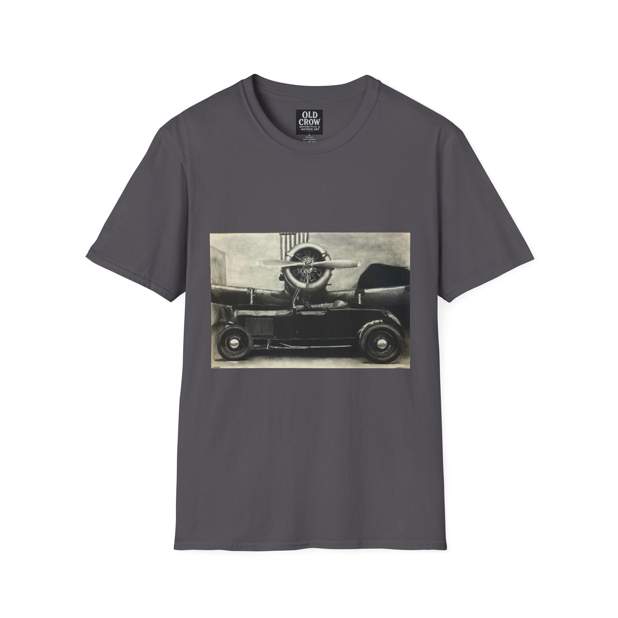 Speed & Sky Softstyle T-Shirt, WW2 Airplane, Hotrod Roadster