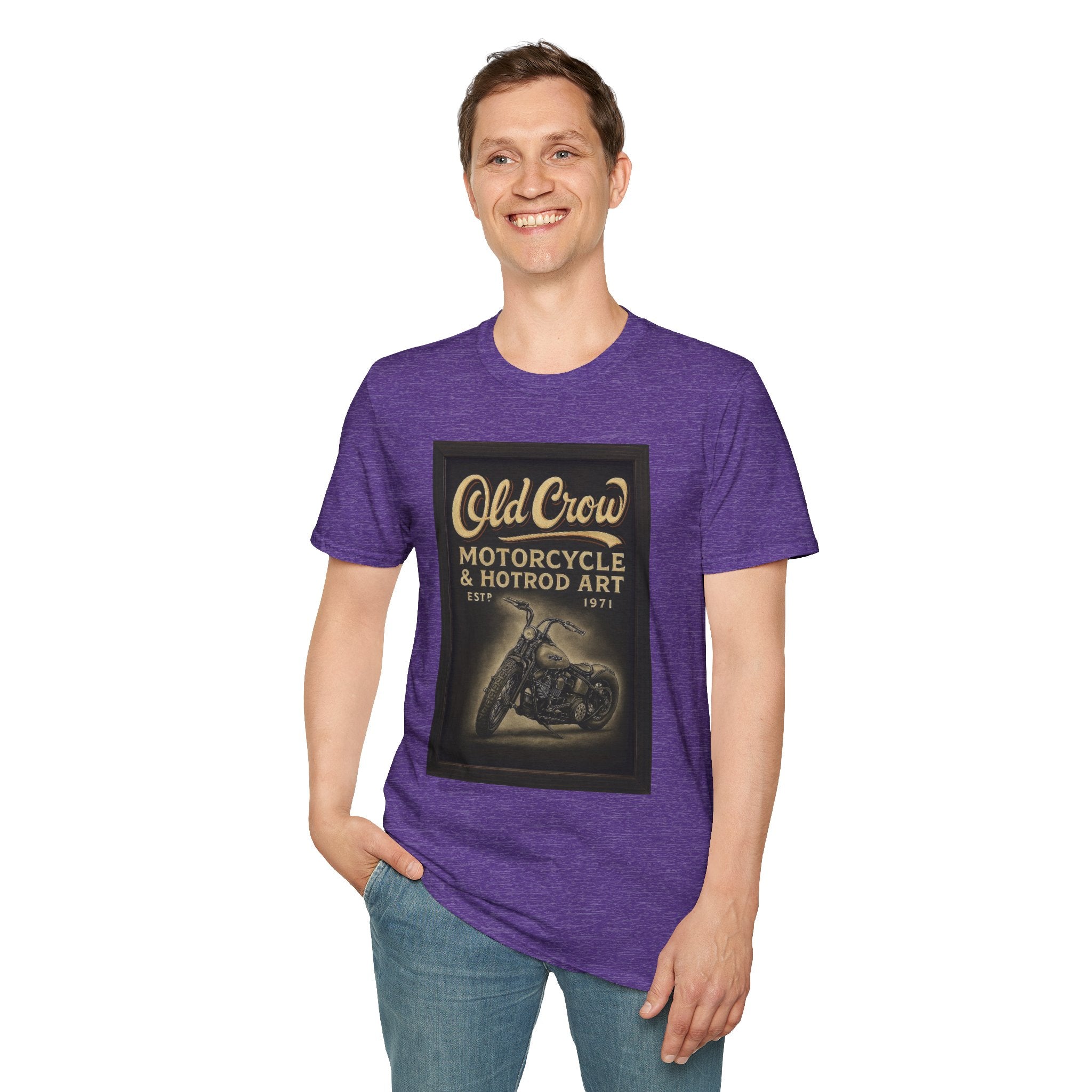 Old Crow Motorcycle & Hotrod Art Softstyle T-Shirt