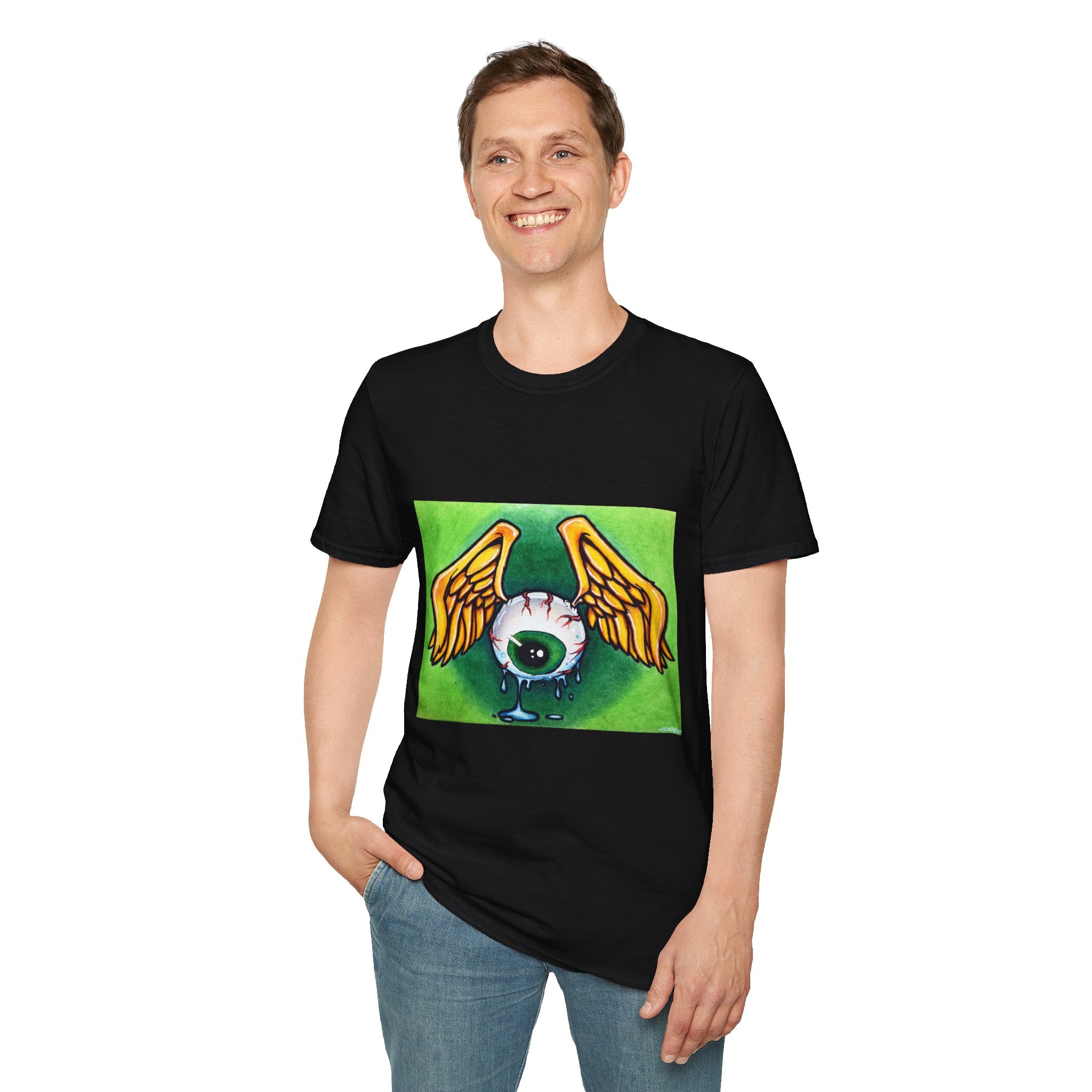 Flying Eyeball Art Print Softstyle T-Shirt