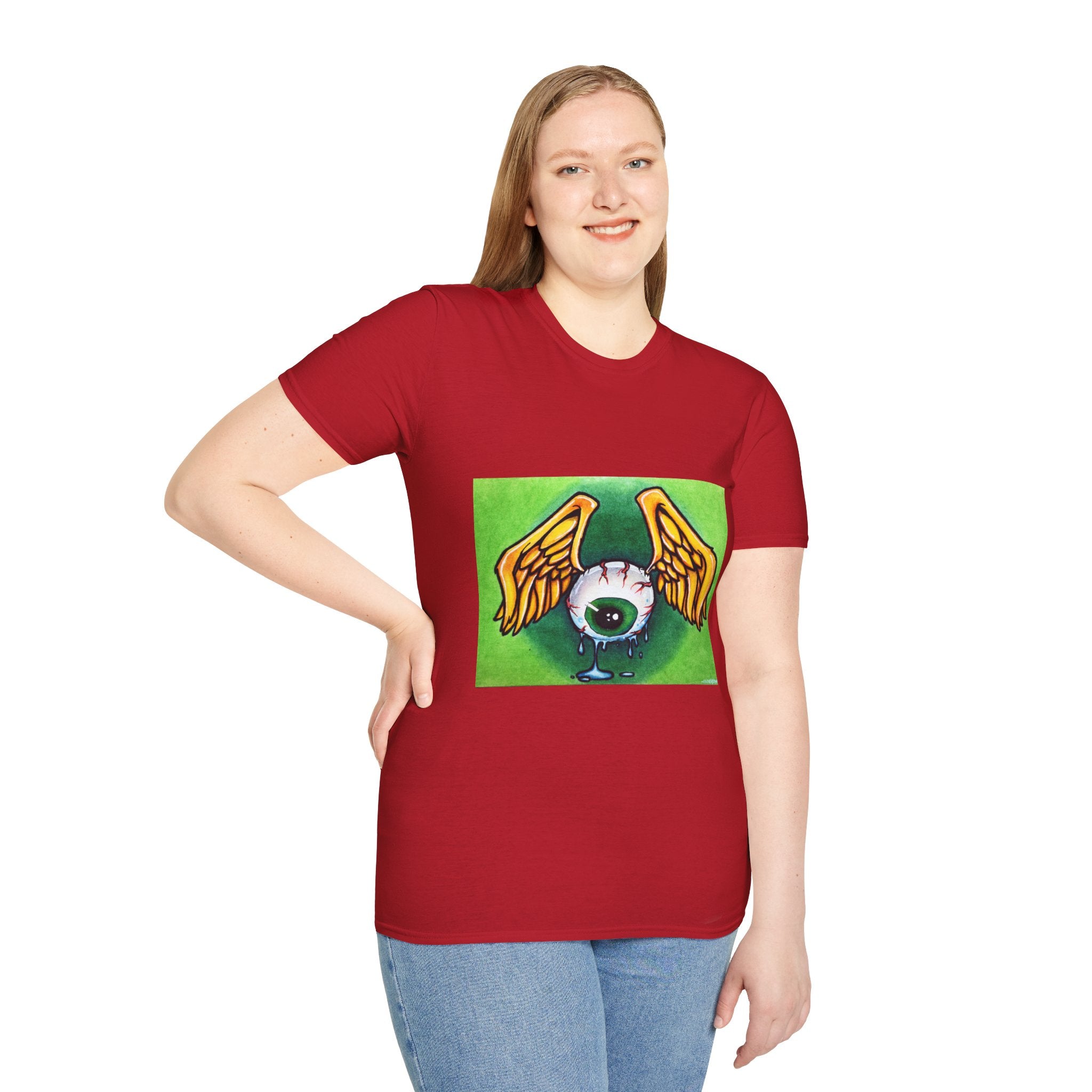 Flying Eyeball Art Print Softstyle T-Shirt