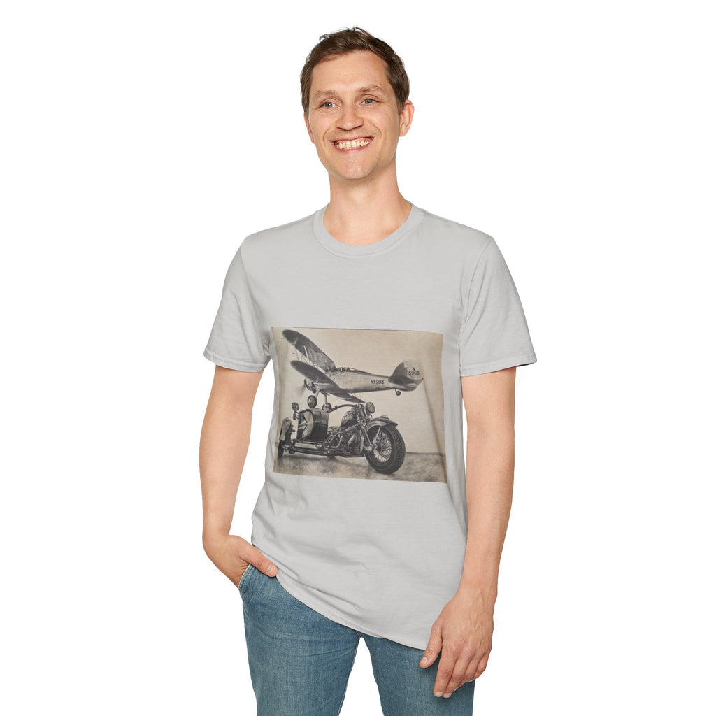 Aviation and Motorcycle Heritage Print  T-Shirt