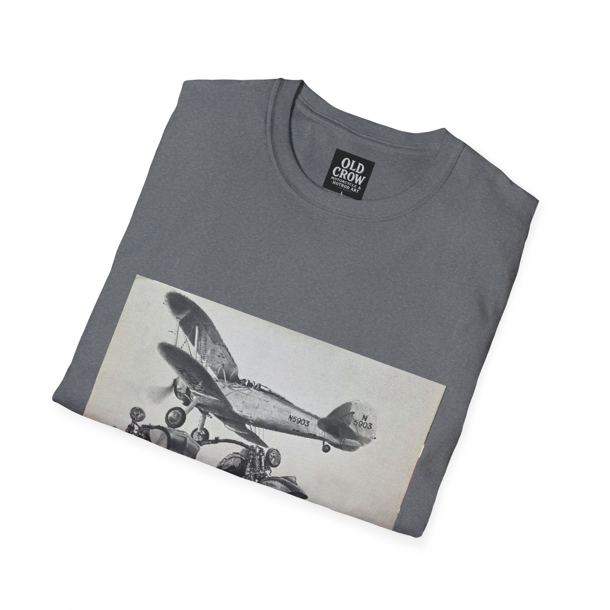 Old-School Aviation Meets Two Wheels T-Shirt