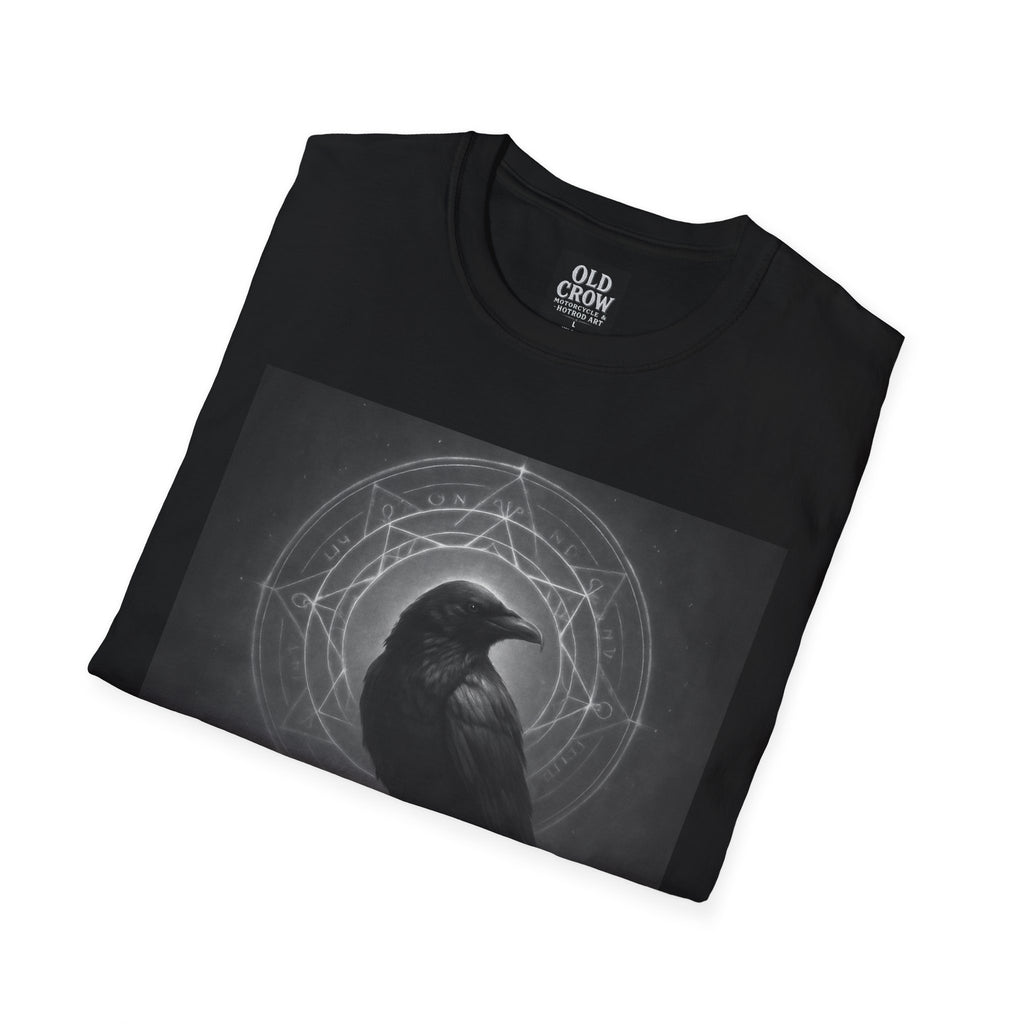 Dark Magic Raven Illustration T-Shirt, Black & White