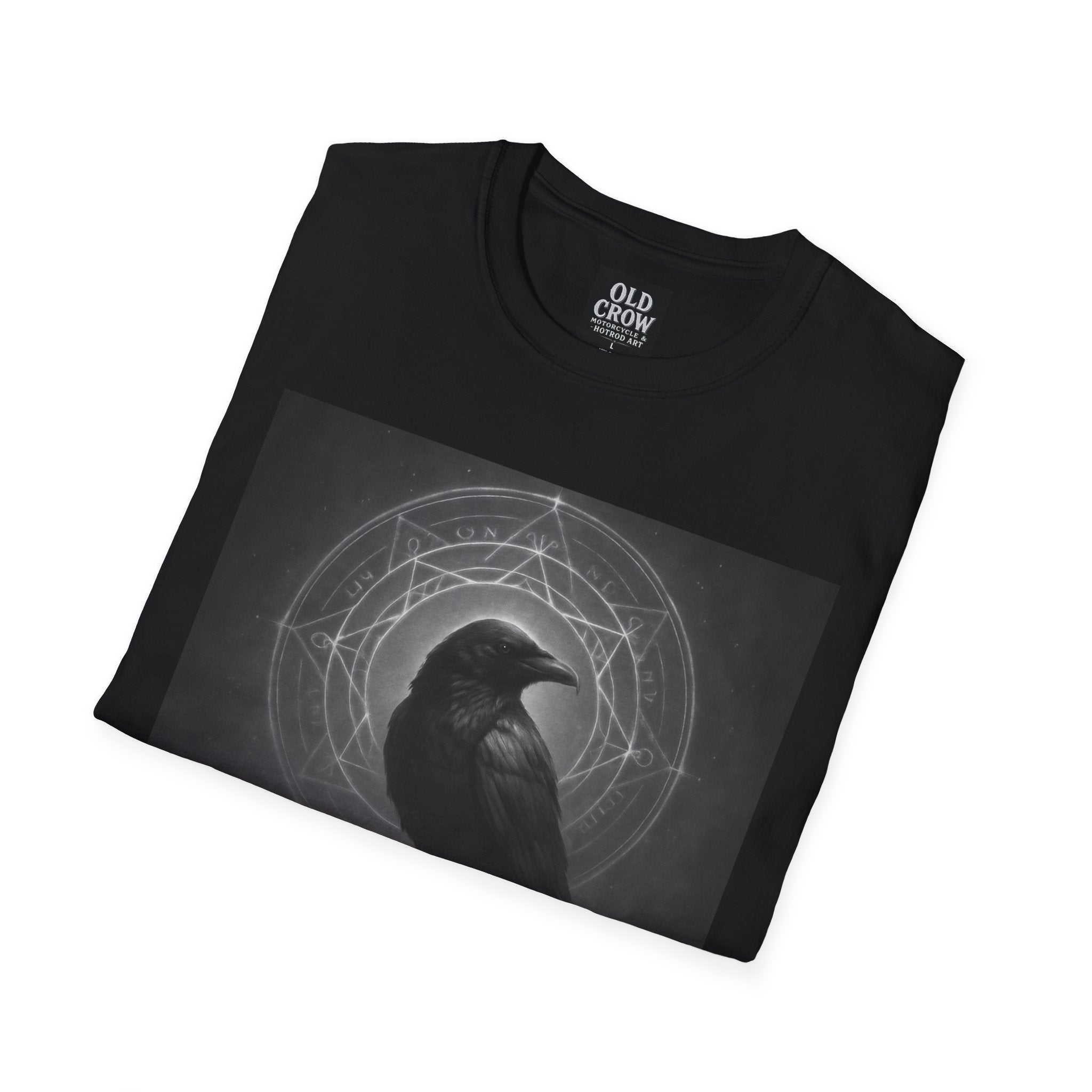 Dark Magic Raven Illustration T-Shirt, Black & White