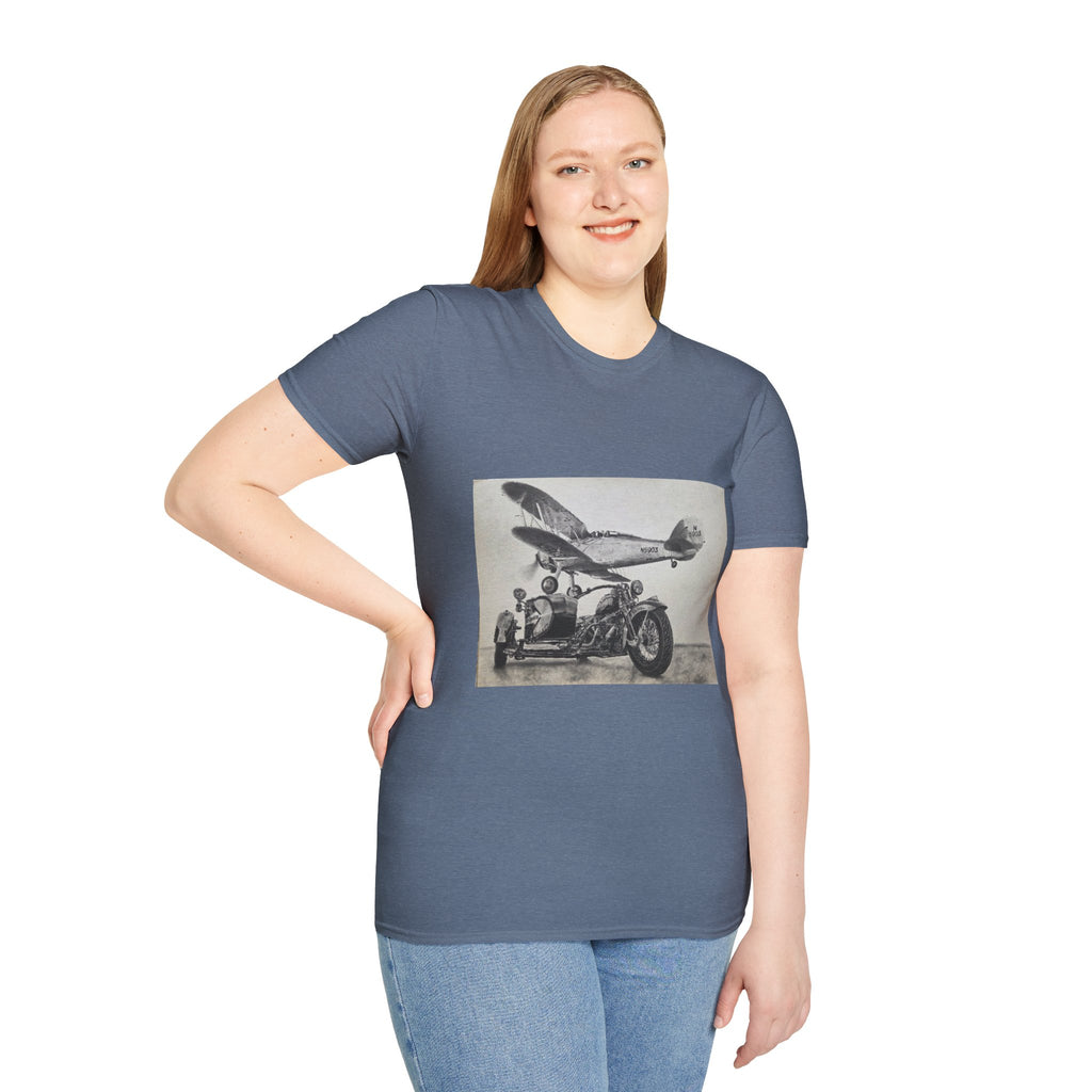 Old-School Aviation Meets Two Wheels T-Shirt