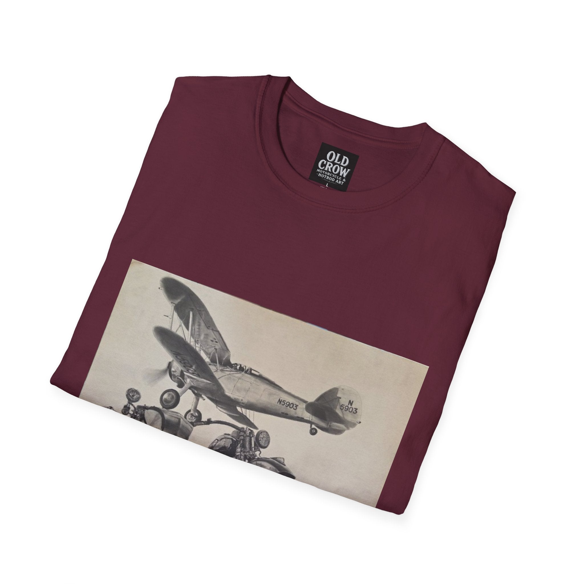 Aviation and Motorcycle Heritage Print  T-Shirt
