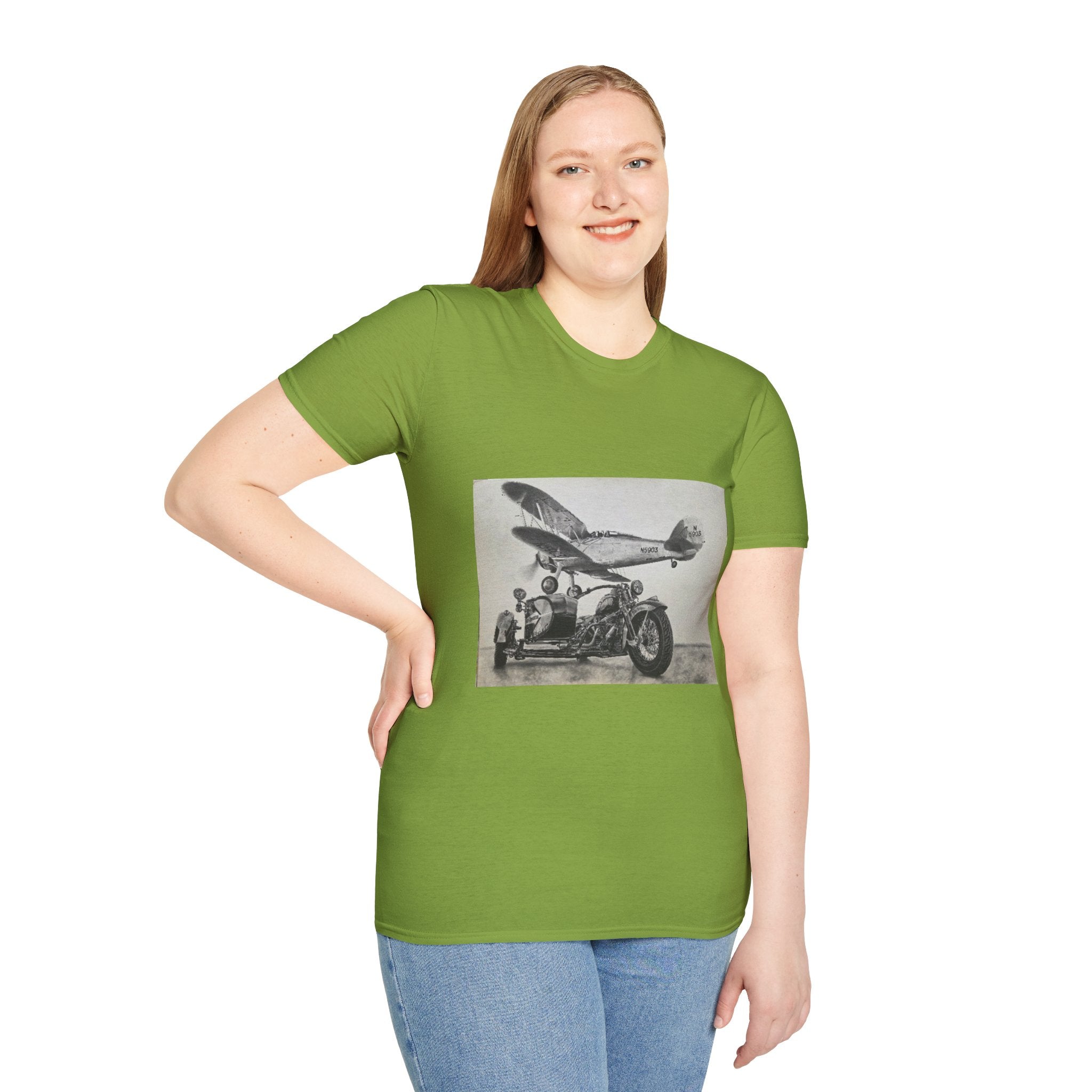 Old-School Aviation Meets Two Wheels T-Shirt
