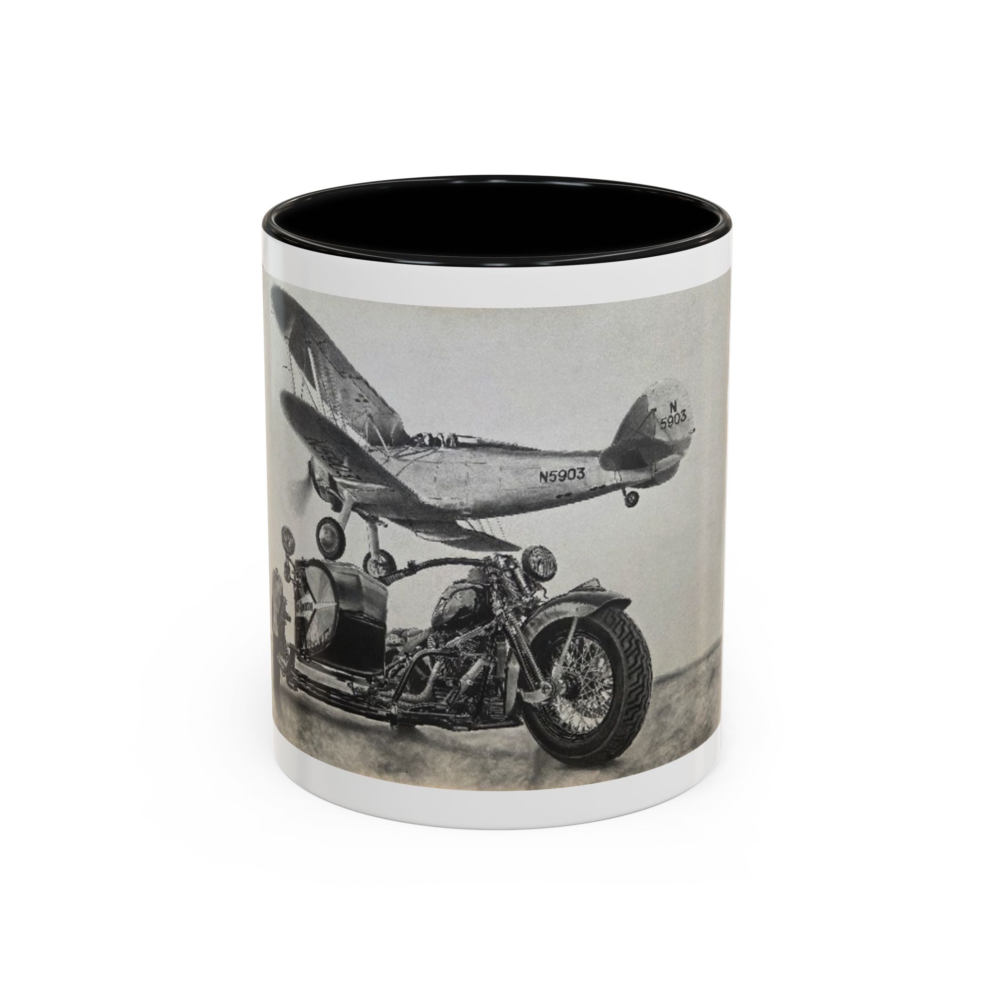 Vintage Motorcycle & Plane Coffee Mug