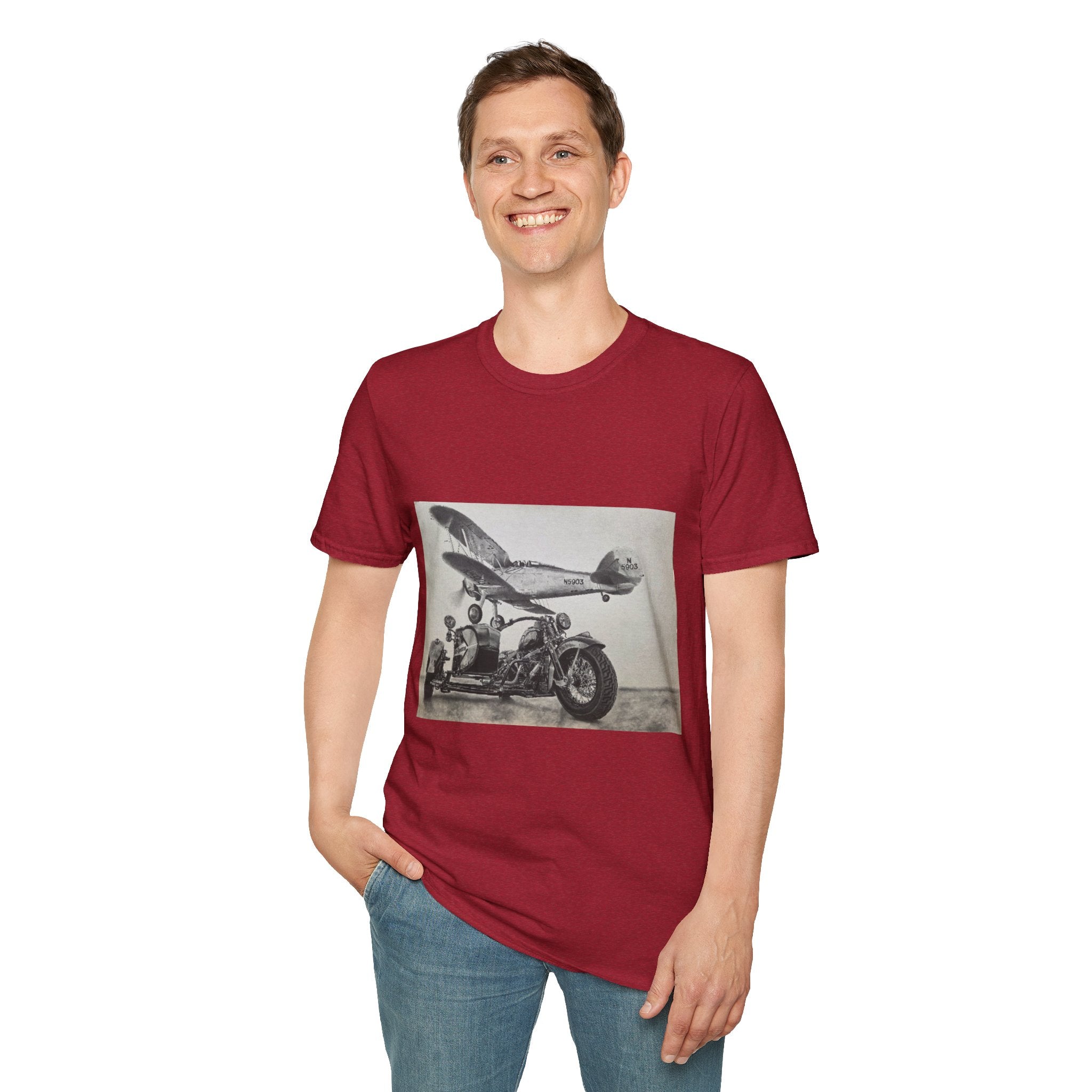 Old-School Aviation Meets Two Wheels T-Shirt