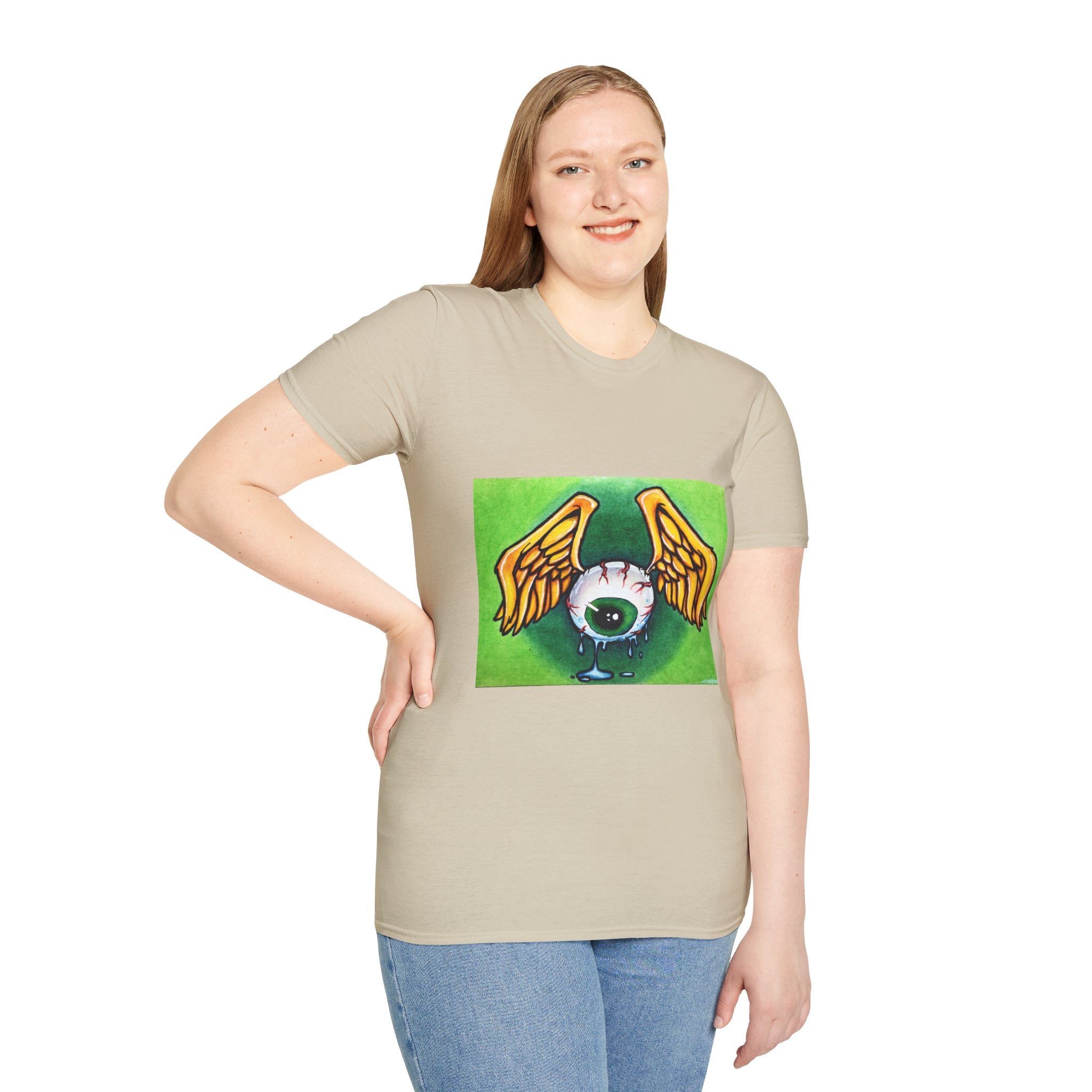 Flying Eyeball Art Print Softstyle T-Shirt