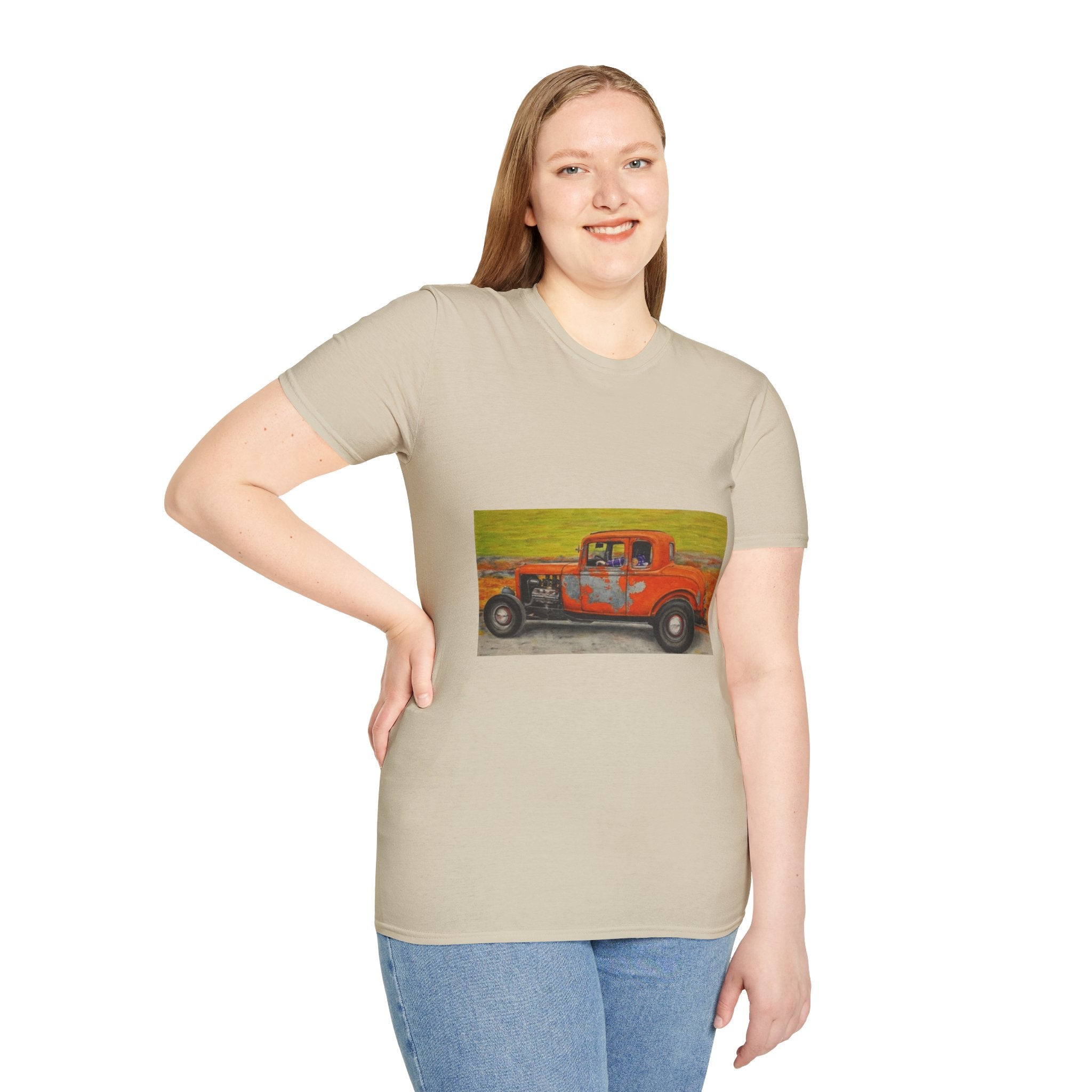 Vintage Hotrod in Motion Softstyle T-Shirt, " Book'n"