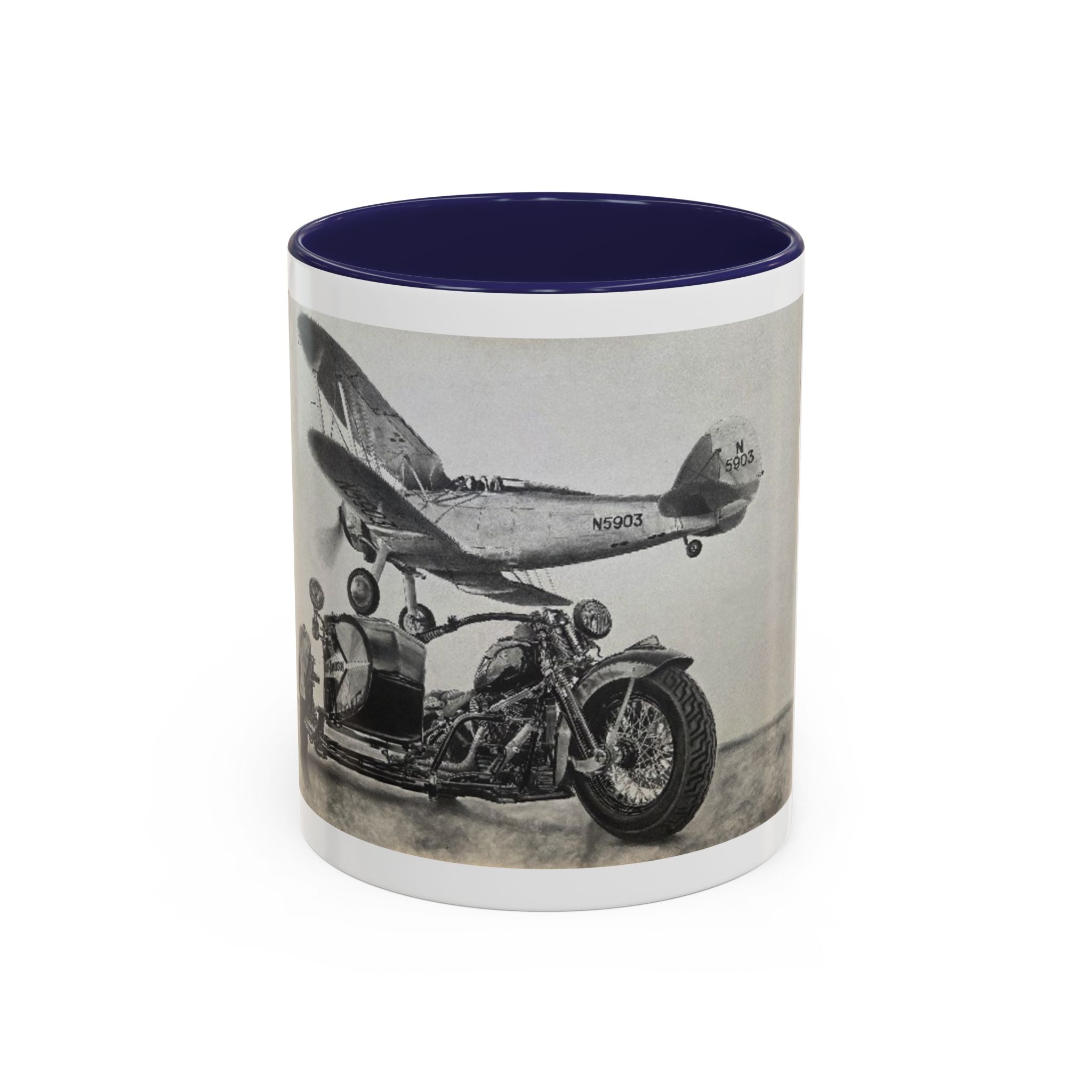 Vintage Motorcycle & Plane Coffee Mug