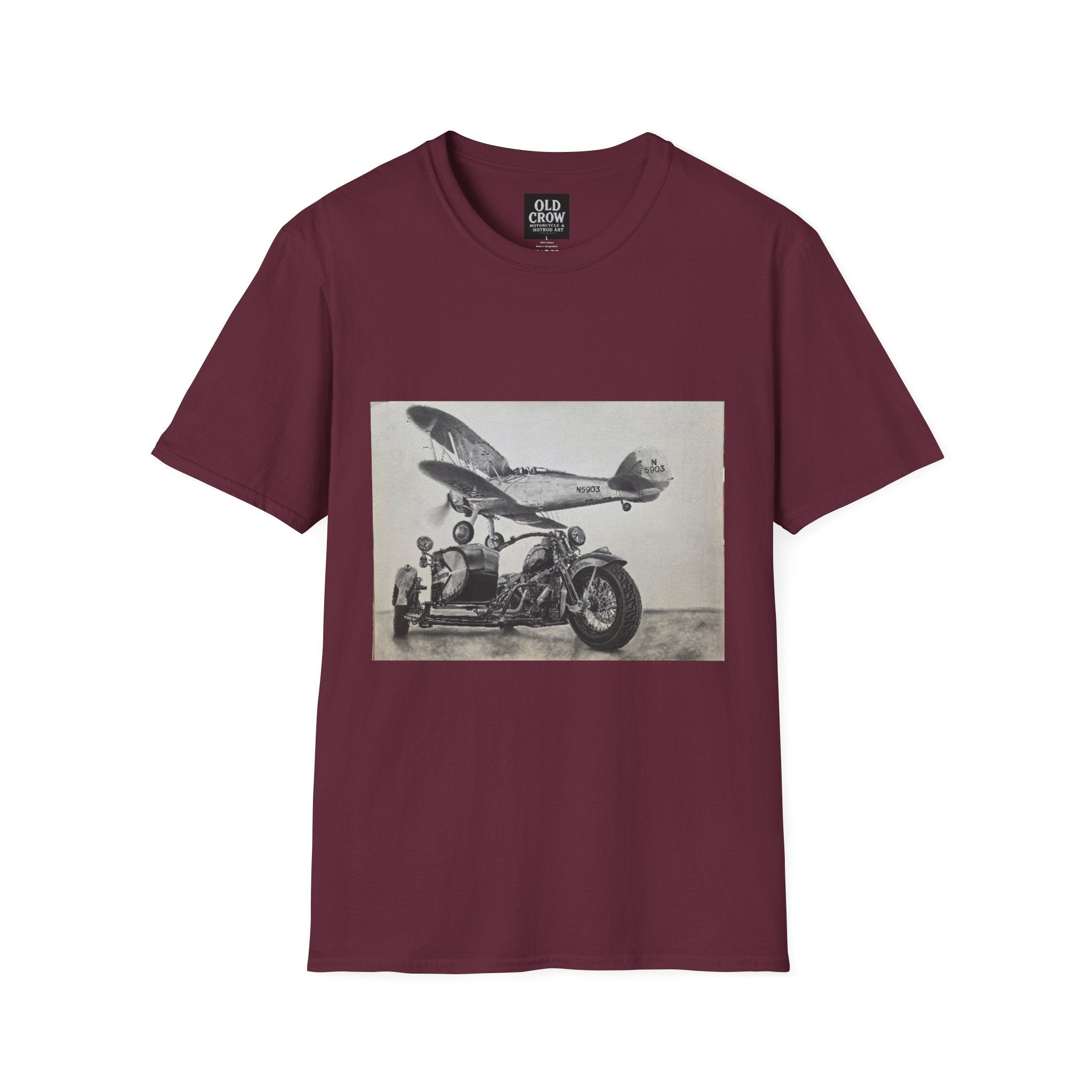 Old-School Aviation Meets Two Wheels T-Shirt