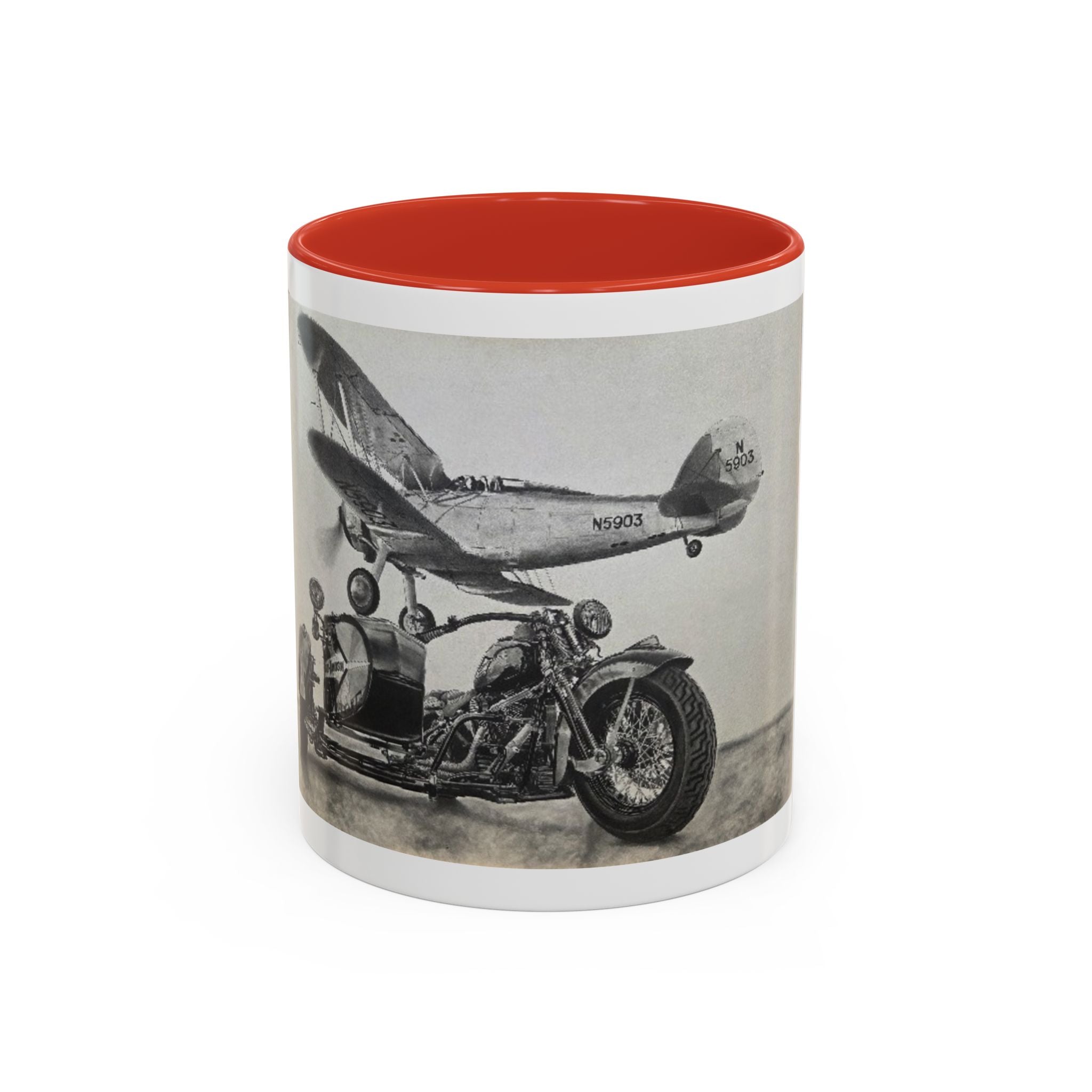 Vintage Motorcycle & Plane Coffee Mug