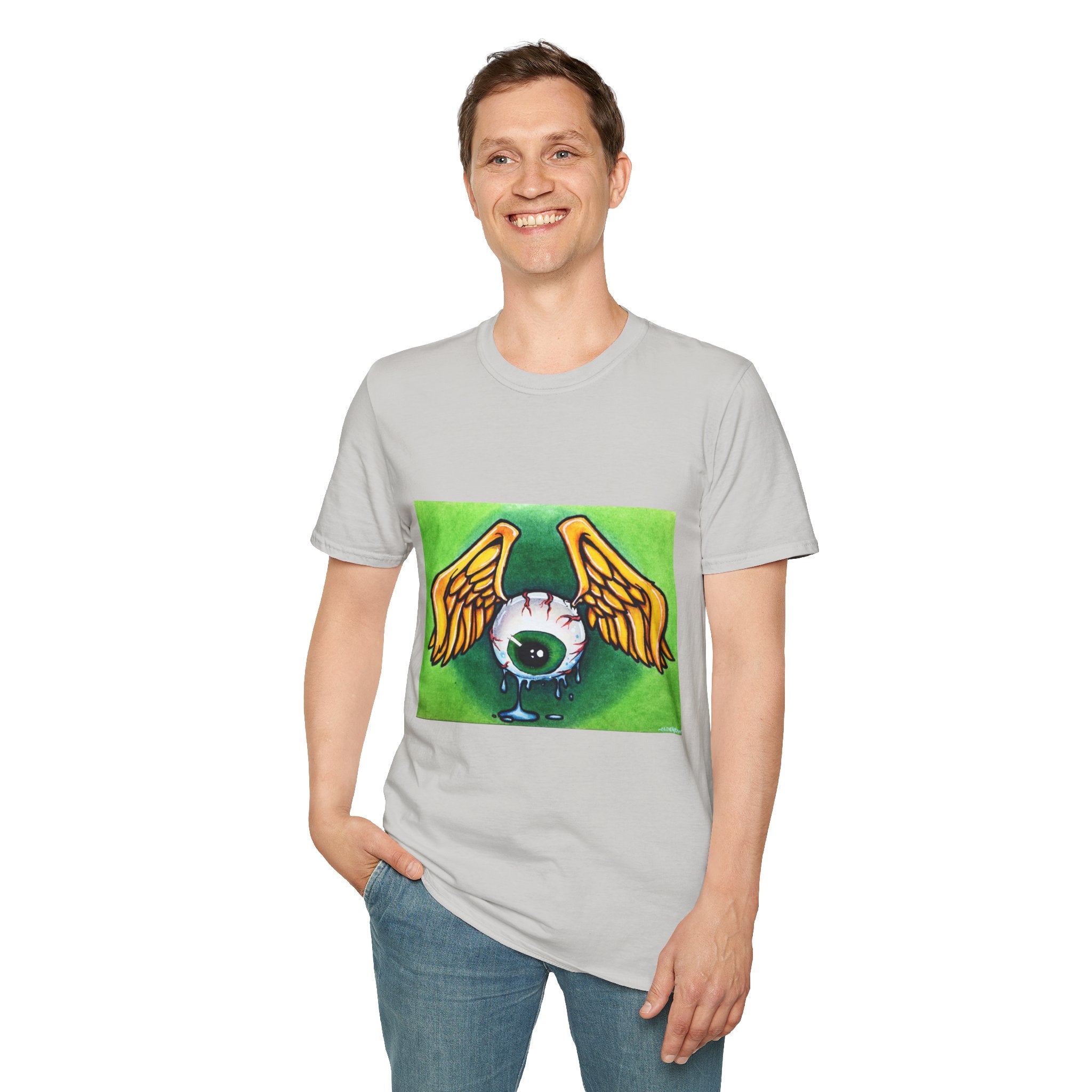 Flying Eyeball Art Print Softstyle T-Shirt
