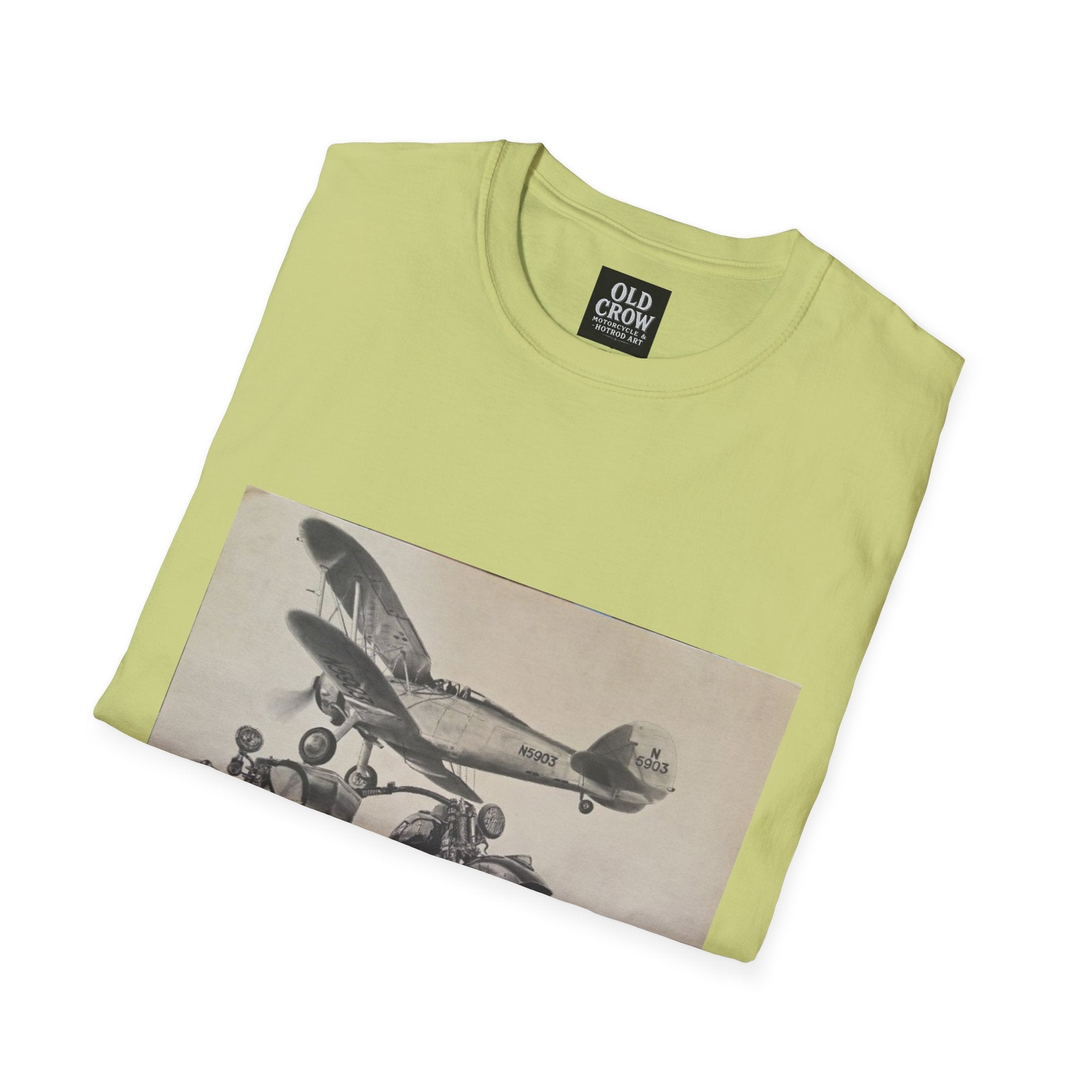 Aviation and Motorcycle Heritage Print  T-Shirt