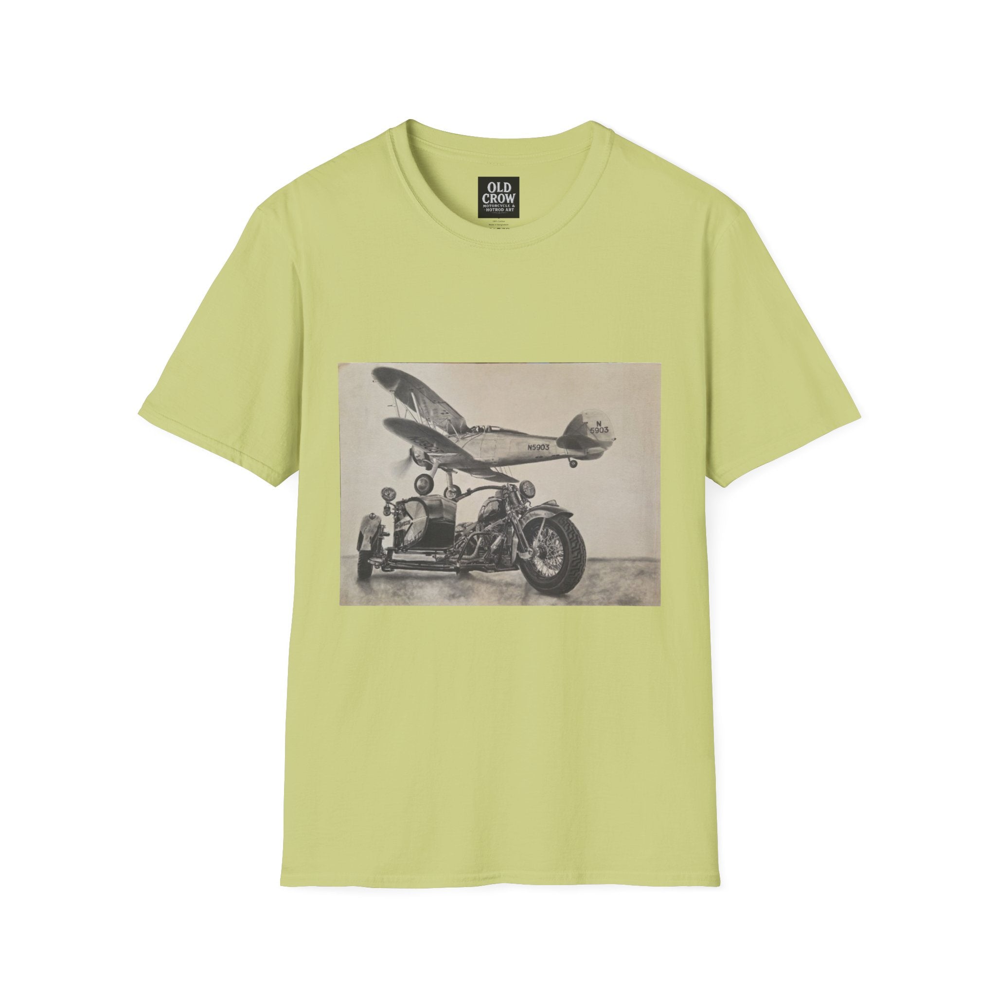 Aviation and Motorcycle Heritage Print  T-Shirt