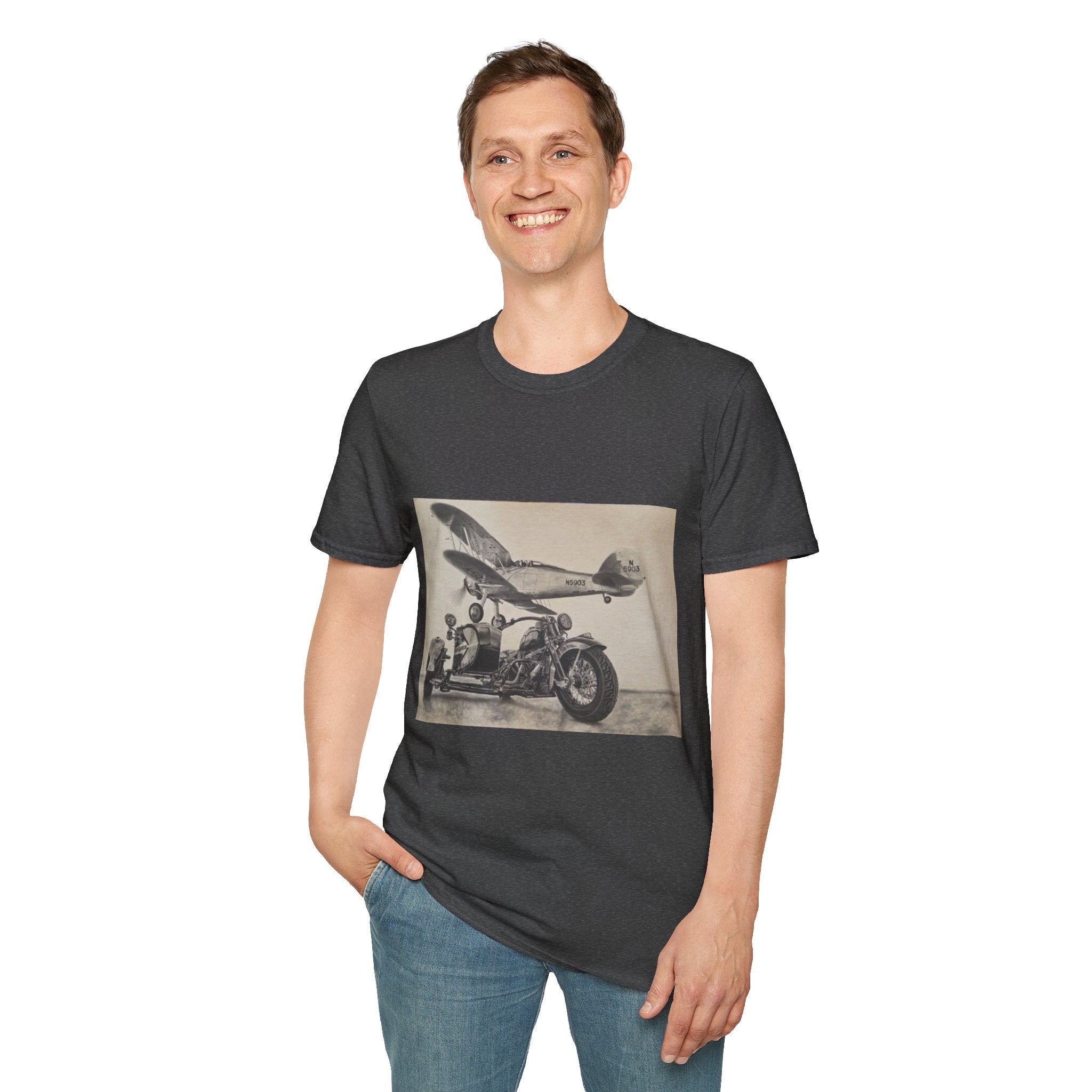 Aviation and Motorcycle Heritage Print  T-Shirt